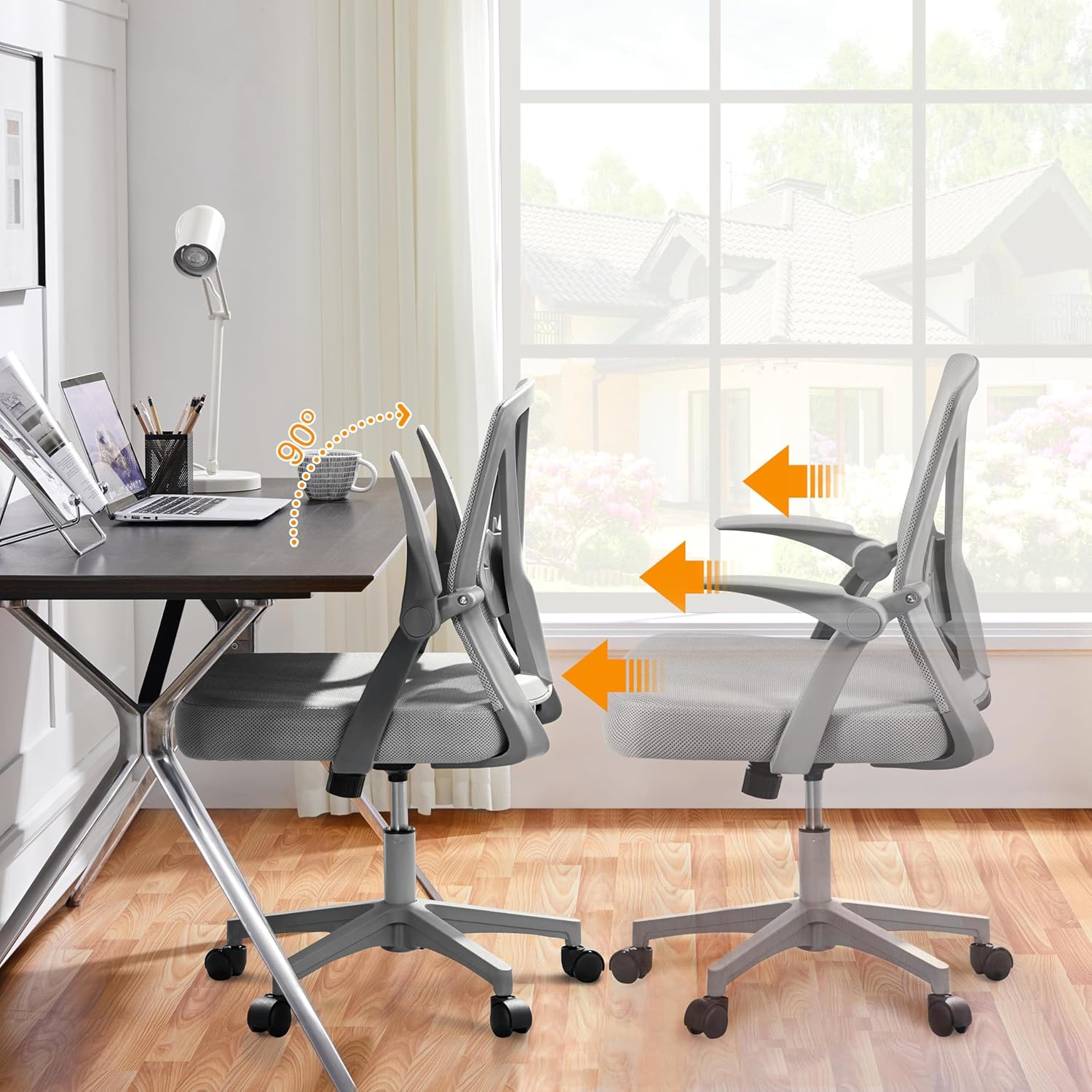 Topeakmart Silla de oficina, silla de escritorio de malla para computadora con ruedas, silla ergonómica de oficina, silla giratoria de altura
