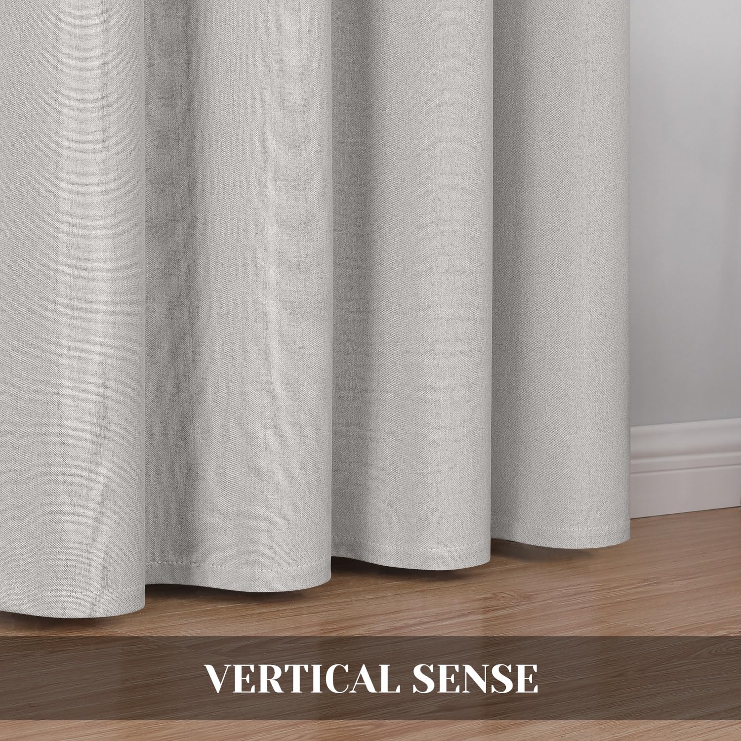 HOMEIDEAS Cortinas opacas 100% de lino beige claro para dormitorio, cortinas de 52 x 63 pulgadas de largo, 2 paneles para sala de estar, lino