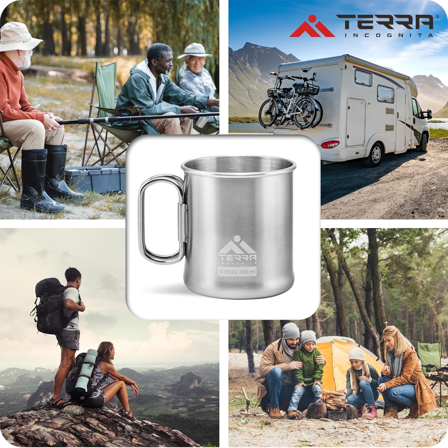 Taza de camping de acero inoxidable, ligera y duradera, sin BPA, tazas de metal para aventuras al aire libre (17 onzas)