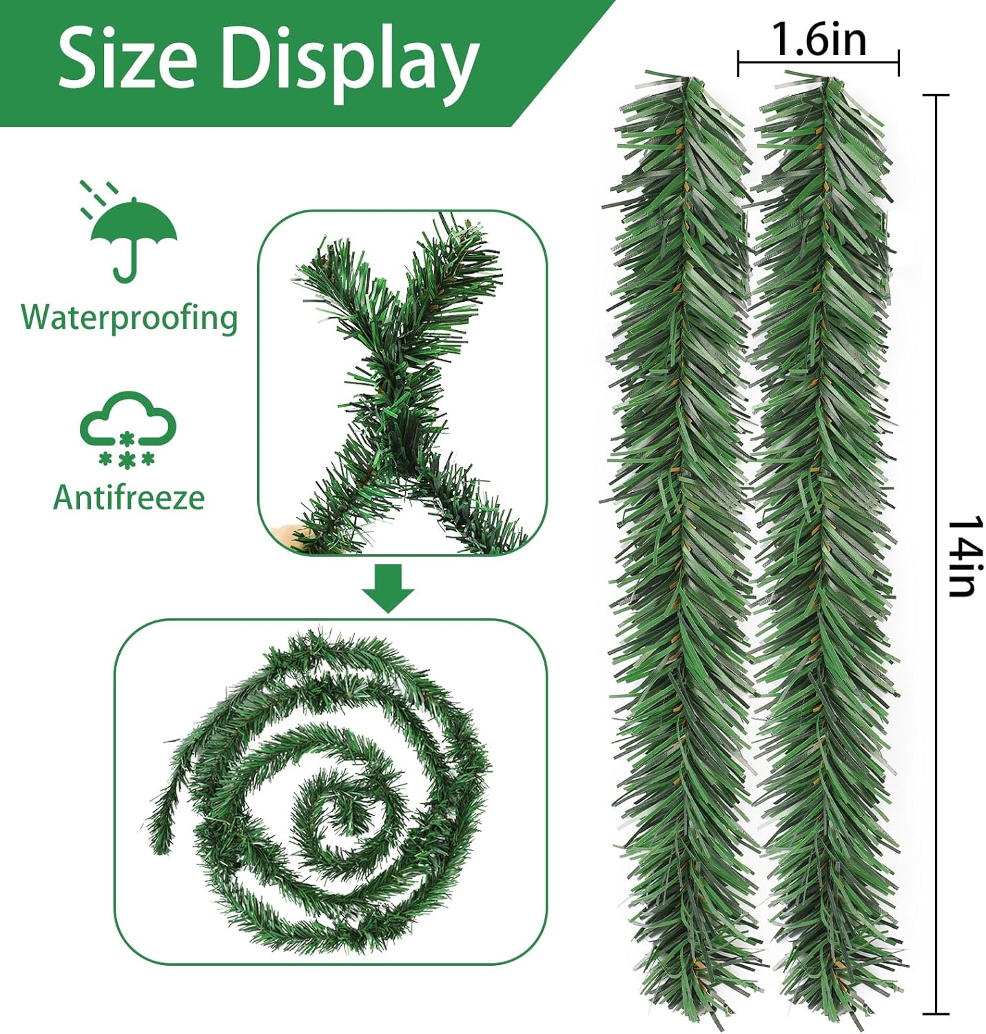 30 lazos de guirnalda de Navidad, agujas de pino artificiales, tallos de vegetación flexibles, lazos decorativos para árbol de vacaciones, fiestas,