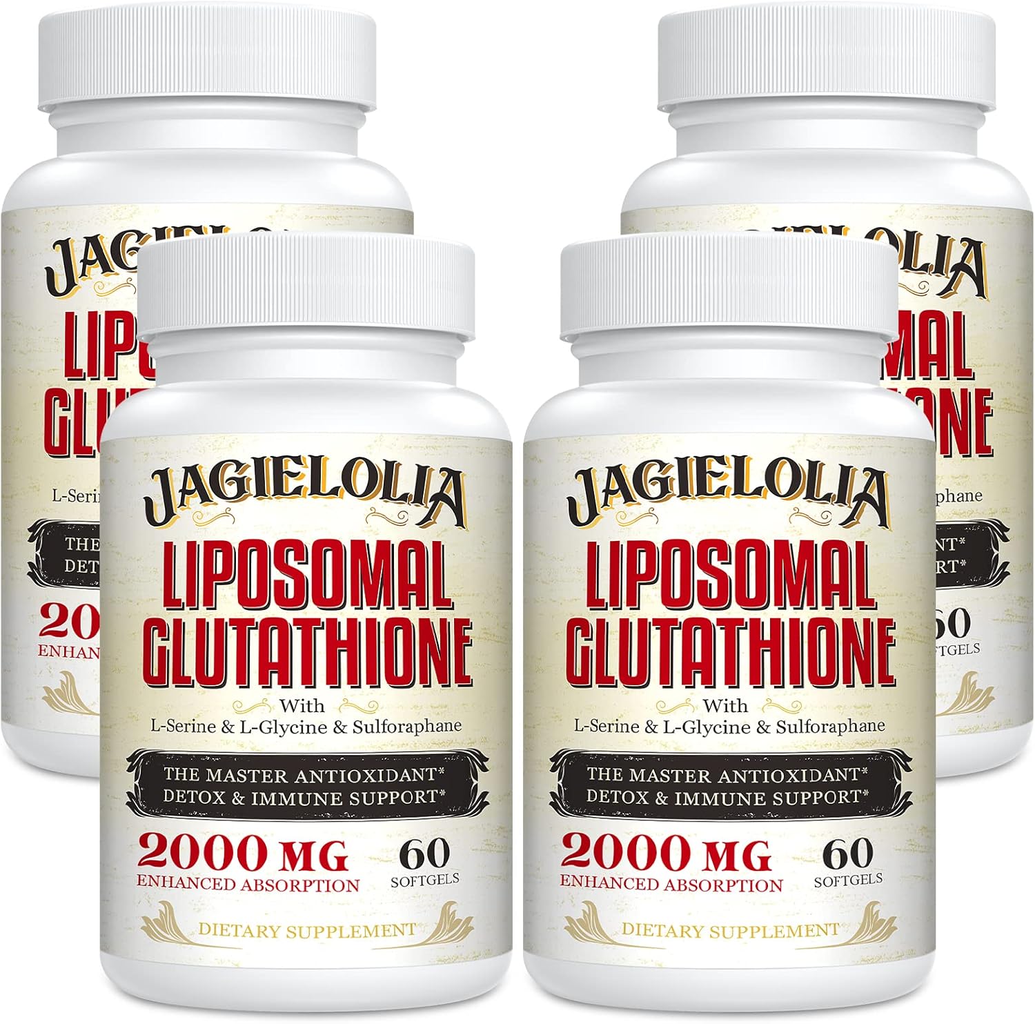 Glutatión liposomal 2000 mg con L-serina, L-glicina y sulforafano  Formulación única de L-glutatión activo para mejorar la absorción  Domina