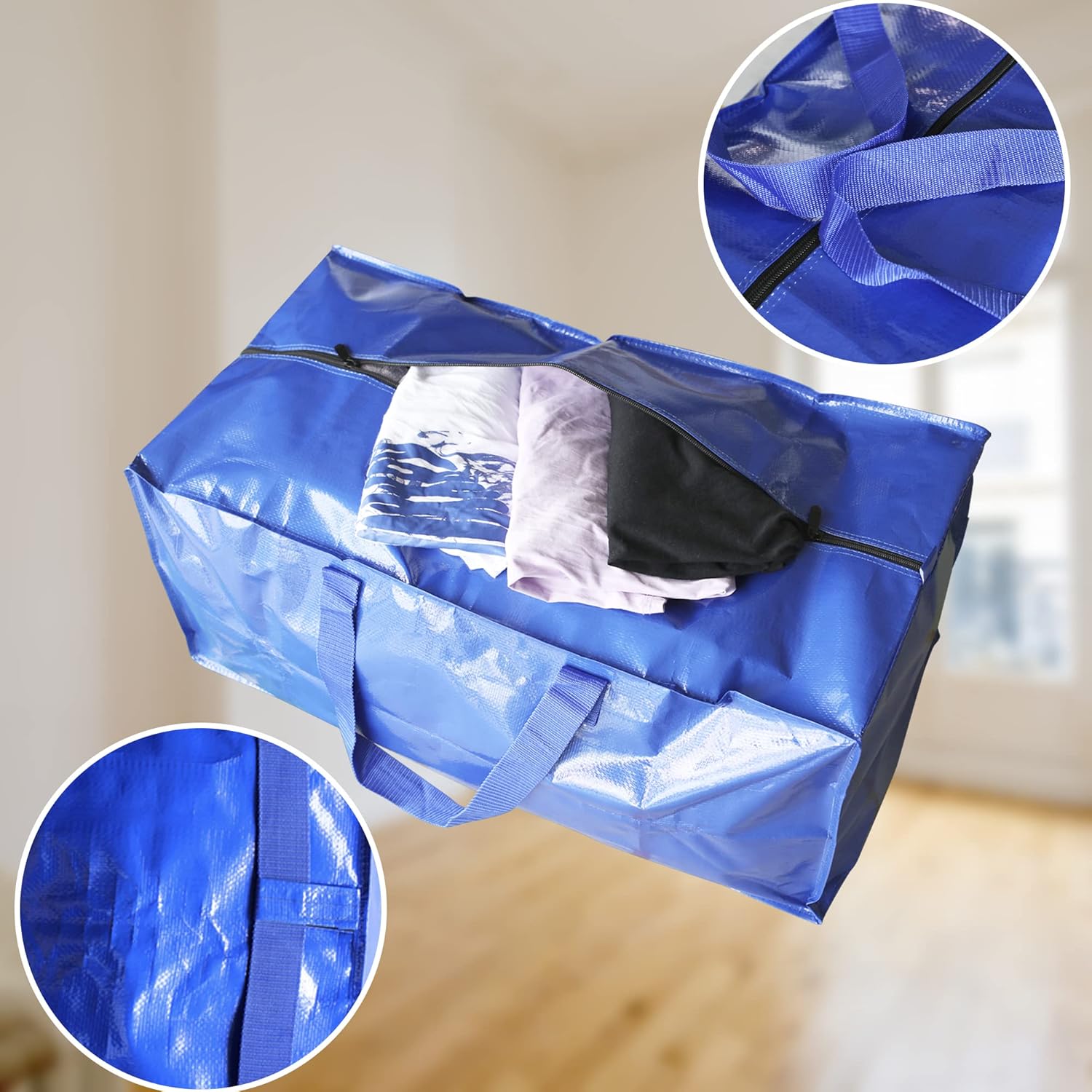 Bolsas de mudanza extragrandes  Paquete de 6 bolsas de mudanza resistentes  Correas resistentes para mochila con asas, cremalleras, bolsas de