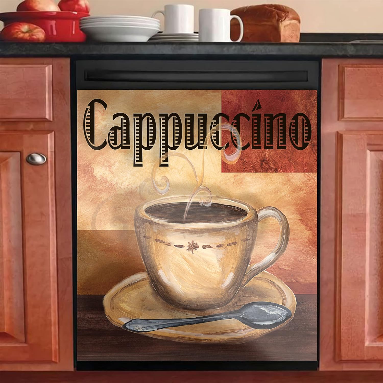 Yosa Calcomanía magnética para decoración de cocina y té, diseño de capuchino para nevera, 23 x 26 pulgadas, panel de café retro, café 01, 23 x 26