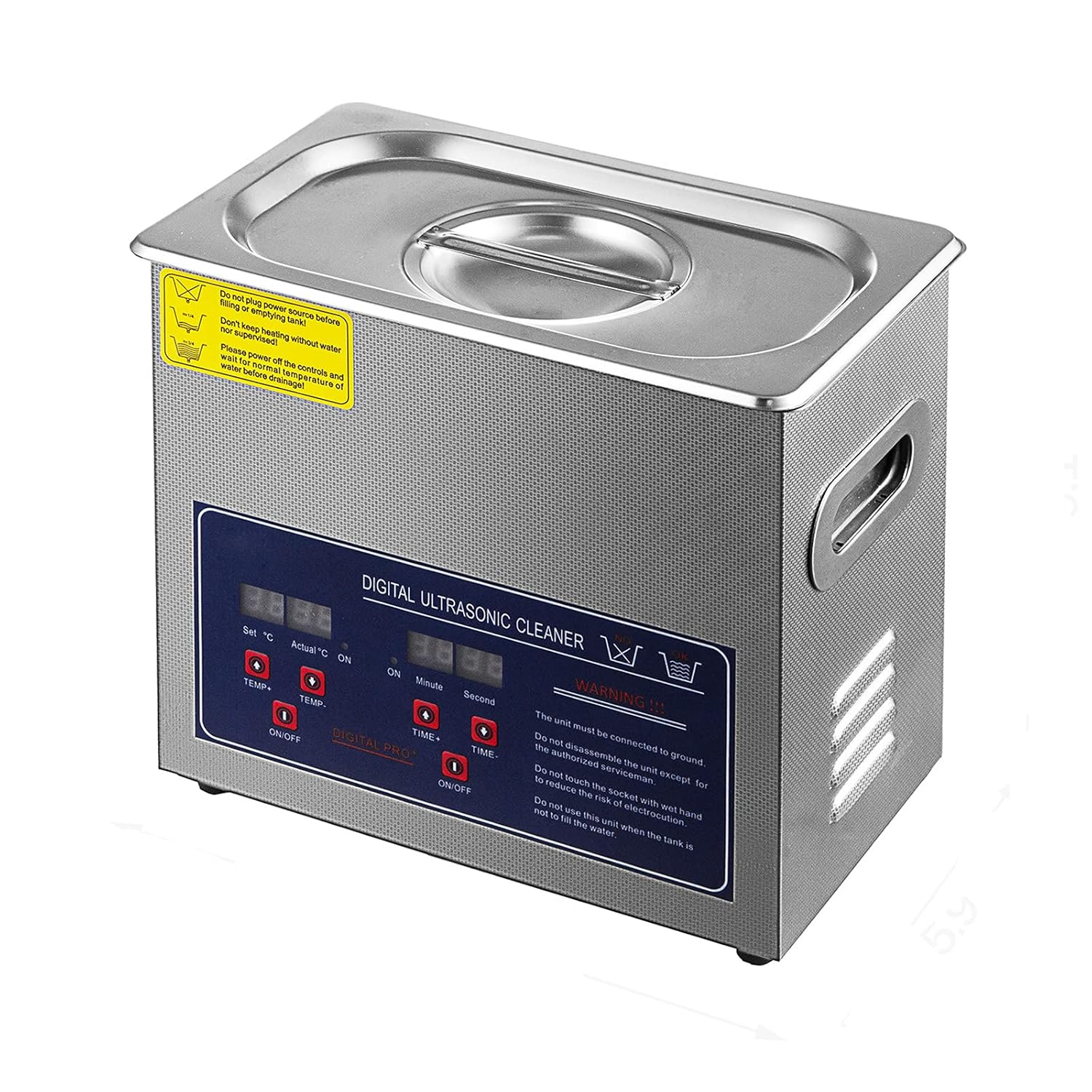 Limpiador ultrasónico de 0.79 galones3 l, limpiador ultrasónico calentado de acero inoxidable, limpiador ultrasónico de 120 W, limpiador ultrasónico