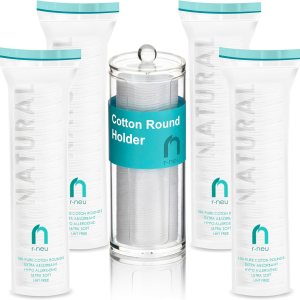 400 rondas de algodón con soporte acrílico, algodón turco de alta calidad, removedor de maquillaje 100% natural, dispensador transparente con ribete 400 rondas de algodón con soporte acrílico, algodón turco de alta calidad, removedor de maquillaje 100% natural, dispensador transparente con ribete