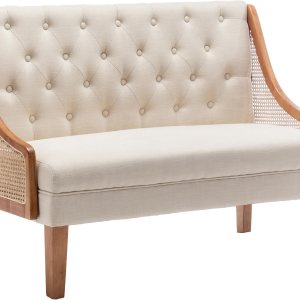 Yongqiang Sofá moderno con respaldo pequeño de dos plazas tapizado de ratán para cocina, comedor, sala de estar, mini sofá copetudo con botones de Yongqiang Sofá moderno con respaldo pequeño de dos plazas tapizado de ratán para cocina, comedor, sala de estar, mini sofá copetudo con botones de