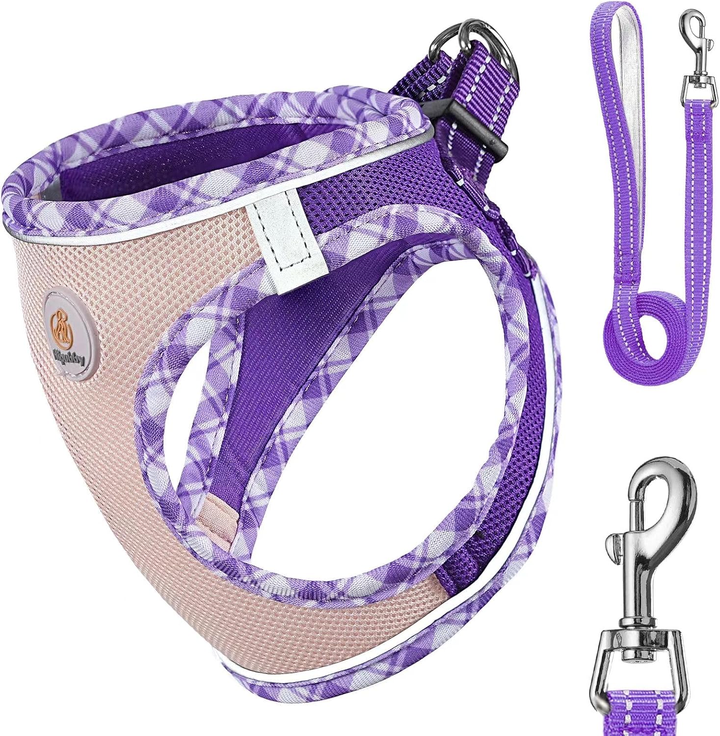 Arnés para perro con correa, arnés ajustable para perro con arnés de malla suave sin tirones para mascotas, chaleco reflectante para cachorros, para