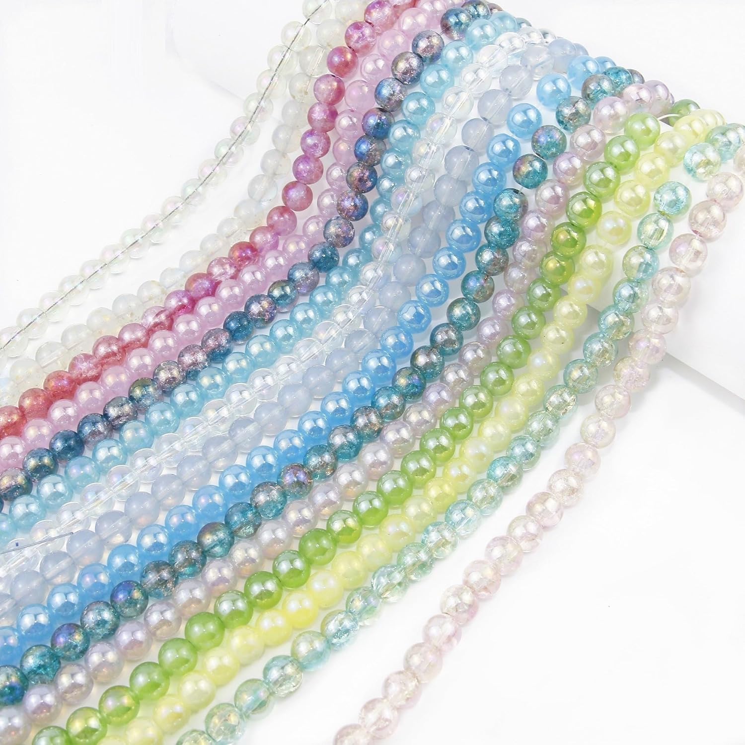 450 cuentas redondas de vidrio de 0.315 pulgadas para hacer pulseras, kit de fabricación de cuentas brillantes de 15 colores para adultos, cuentas