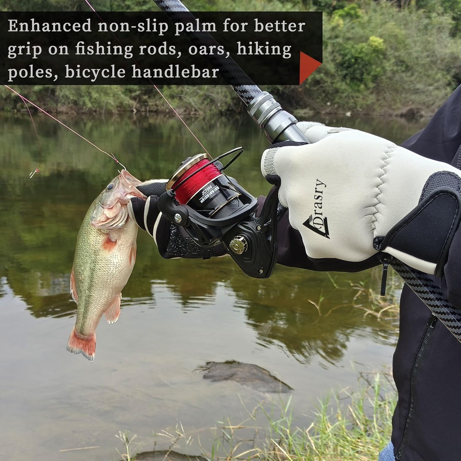Drasry Guantes de pesca de neopreno para pantalla táctil, 3 dedos cortados, cálidos y fríos, impermeables, adecuados para hombres y mujeres, pesca