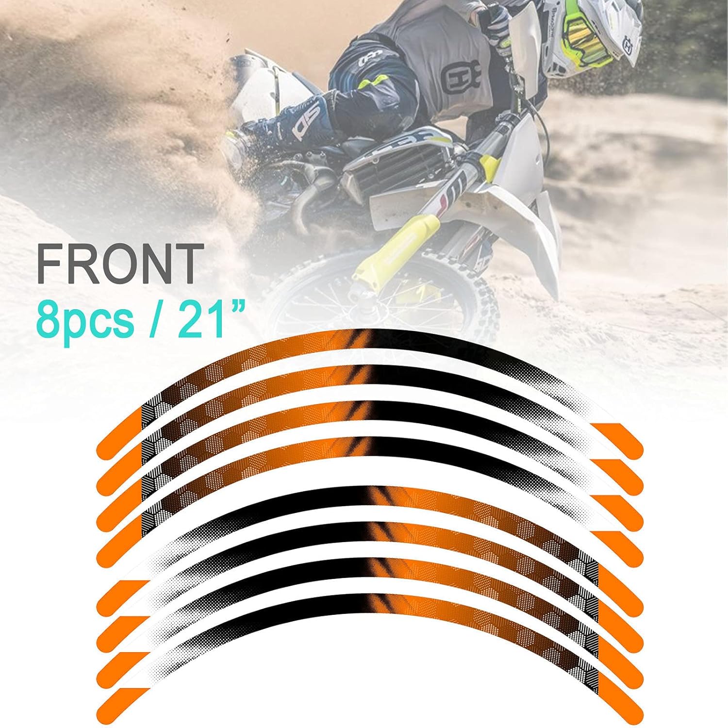Cinta adhesiva para llanta de motocross B01, 21 de 19 pulgadas, compatible con RMZ 250 450 RM-Z250 RM-Z450 (naranja)