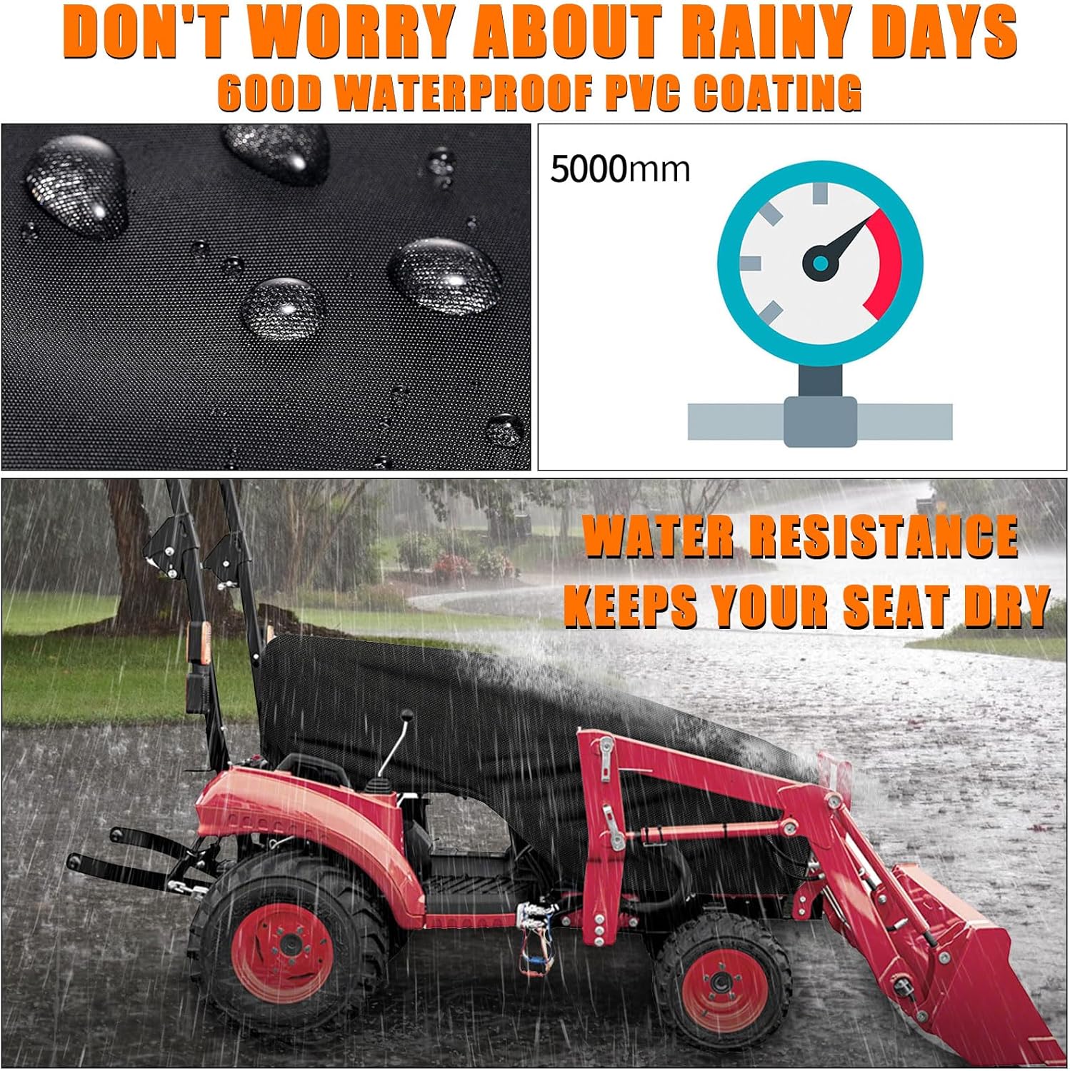Cubierta de tractor compacta, cubierta de carenado de tractor 600D, protección para todo tipo de clima, accesorios de tractor compatibles con