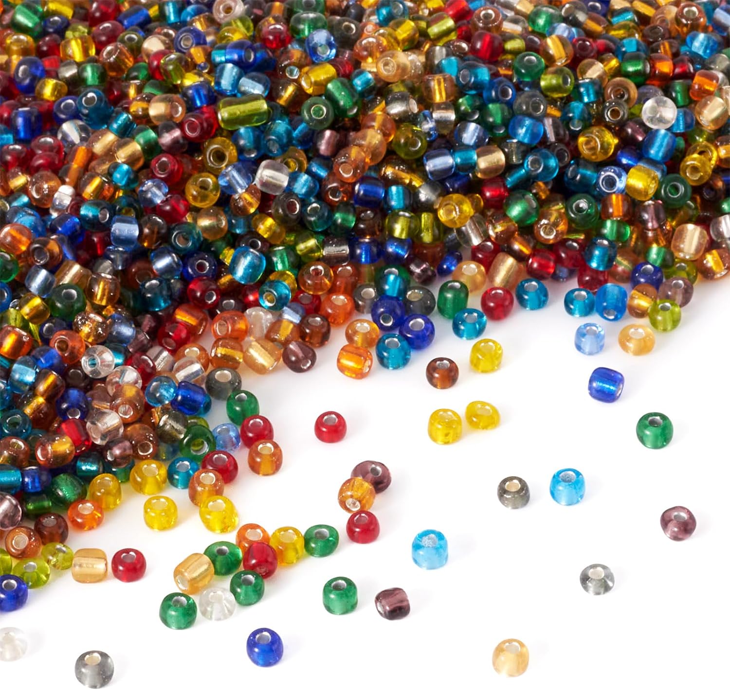 Craftdady 60 Cuentas de semillas de vidrio de 0.157 in aproximadamente 4500 piezas transparentes con forro de plata pequeña redonda cuentas