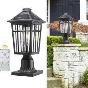 Darkaway Lámpara de poste solar para exteriores, poste de luz de aluminio del atardecer al amanecer, poste de lámpara con control remoto, lámpara de Darkaway Lámpara de poste solar para exteriores, poste de luz de aluminio del atardecer al amanecer, poste de lámpara con control remoto, lámpara de