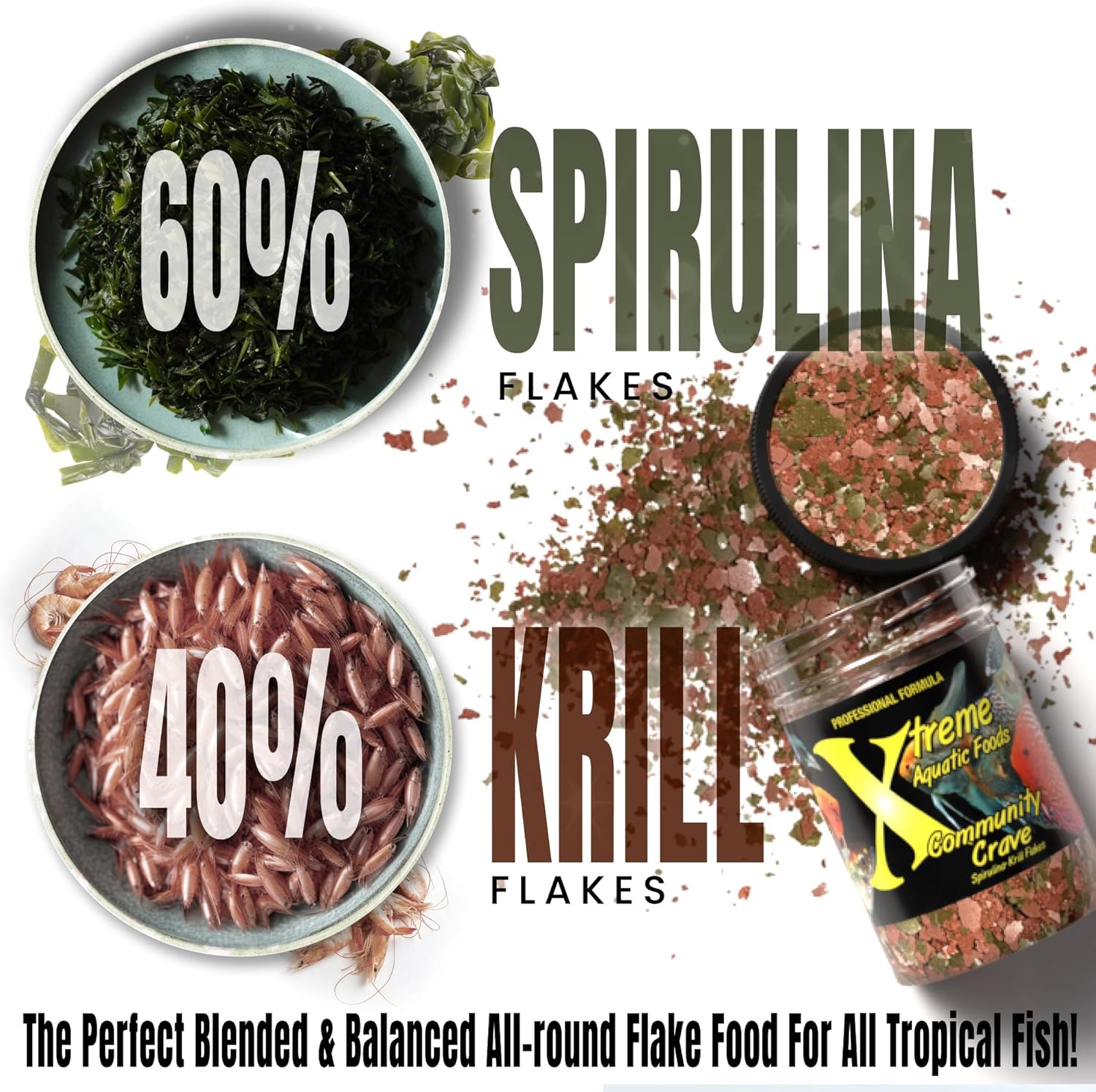Xtreme Aquatic Community Crave Fish Food – Fórmula profesional nutricionalmente equilibrada – Perfil de aminoácidos equilibrado y sin hormonas –