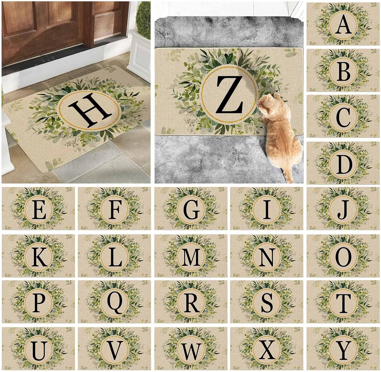 Tapetes de puerta personalizados con apellido familiar, 24 x 16 pulgadas, antideslizantes, para entrada al hogar, puerta delantera, tapete de