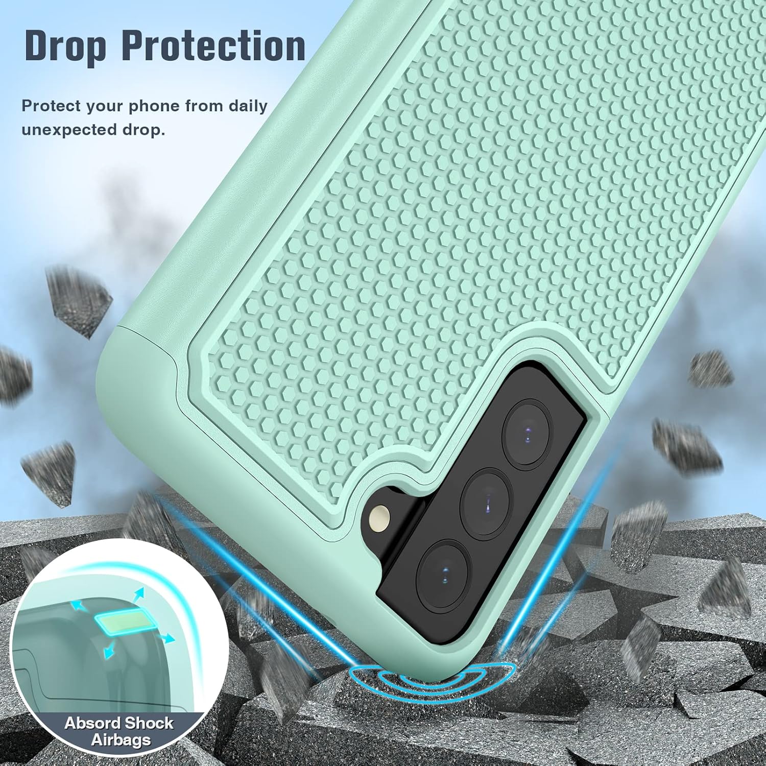 JXVM Funda para Samsung Galaxy S21 FE funda protectora de doble capa resistente para teléfono celular, a prueba de golpes, con parte trasera