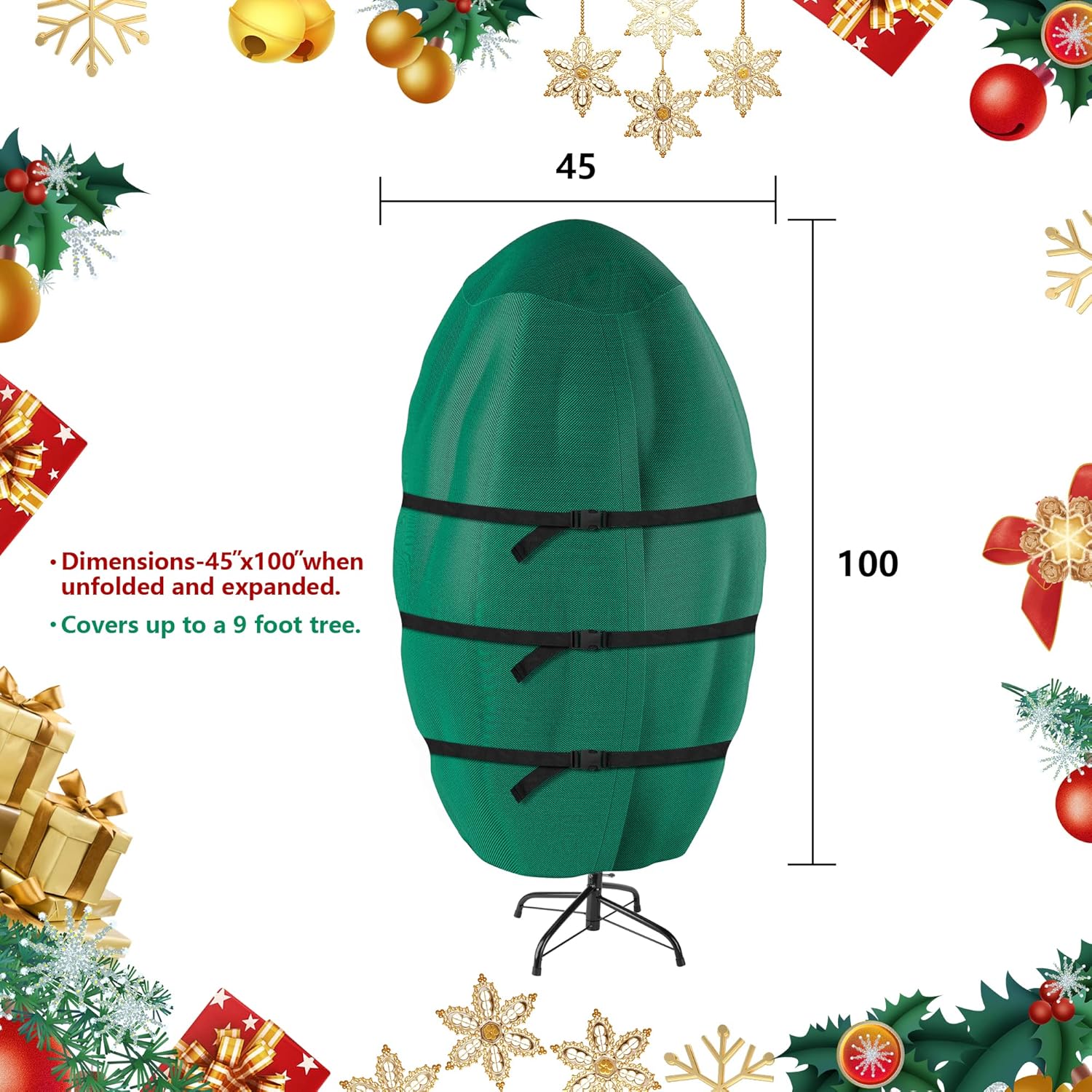 Cubierta vertical de almacenamiento para árbol de Navidad, bolsa vertical para árbol de Navidad con capacidad para árboles de hasta 9 pies,