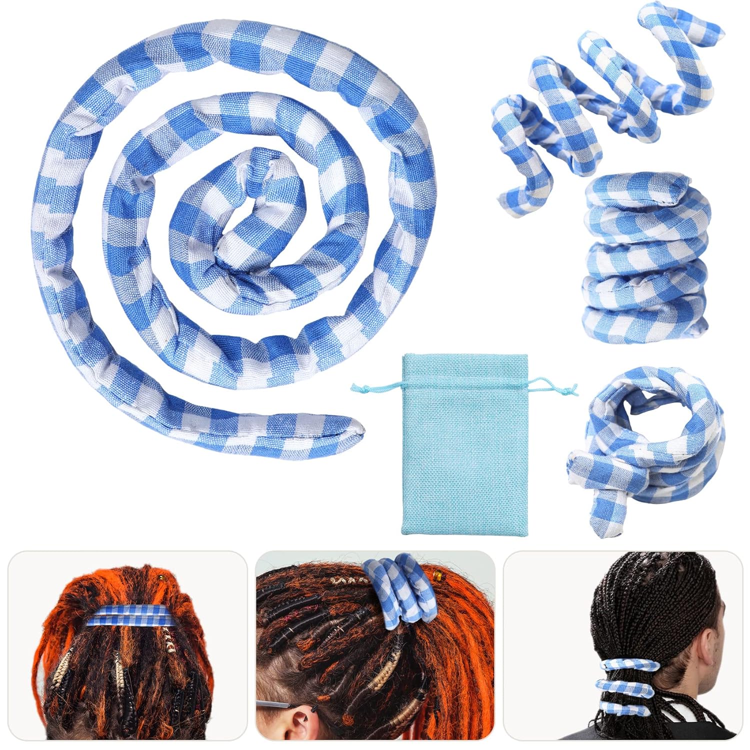 Spiral Lock Hair Tie Dreadlock Accessories – LUCHOI Bendable Loc Hair Tie Ponytail Holder, Iron Wire Long Dread Locks Hair Tie for Women Men Thick
