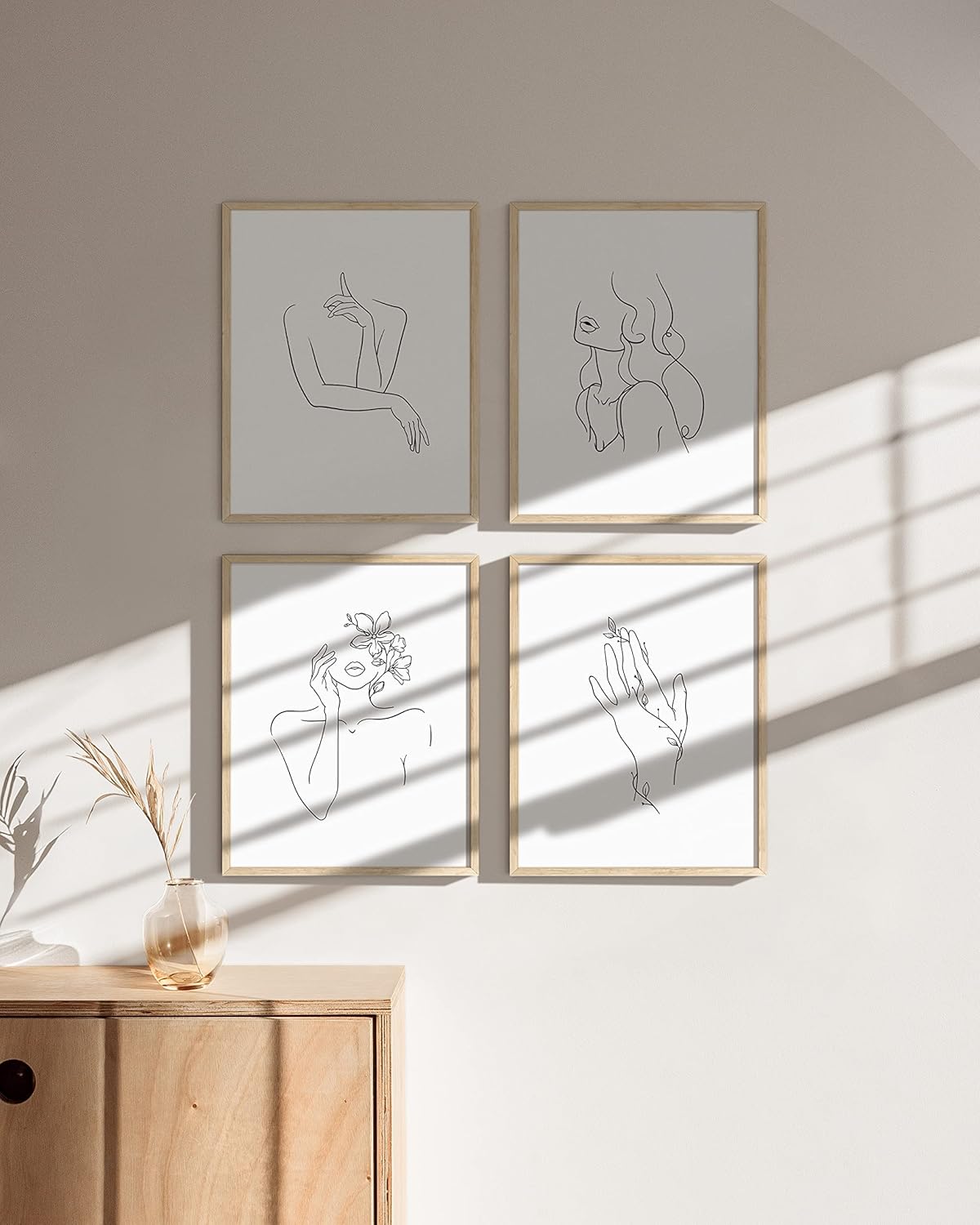 Haus and Hues – Juego de 4 impresiones artísticas de línea minimalista  Pósteres de arte estético  Pintura minimalista para pared  Arte de pared