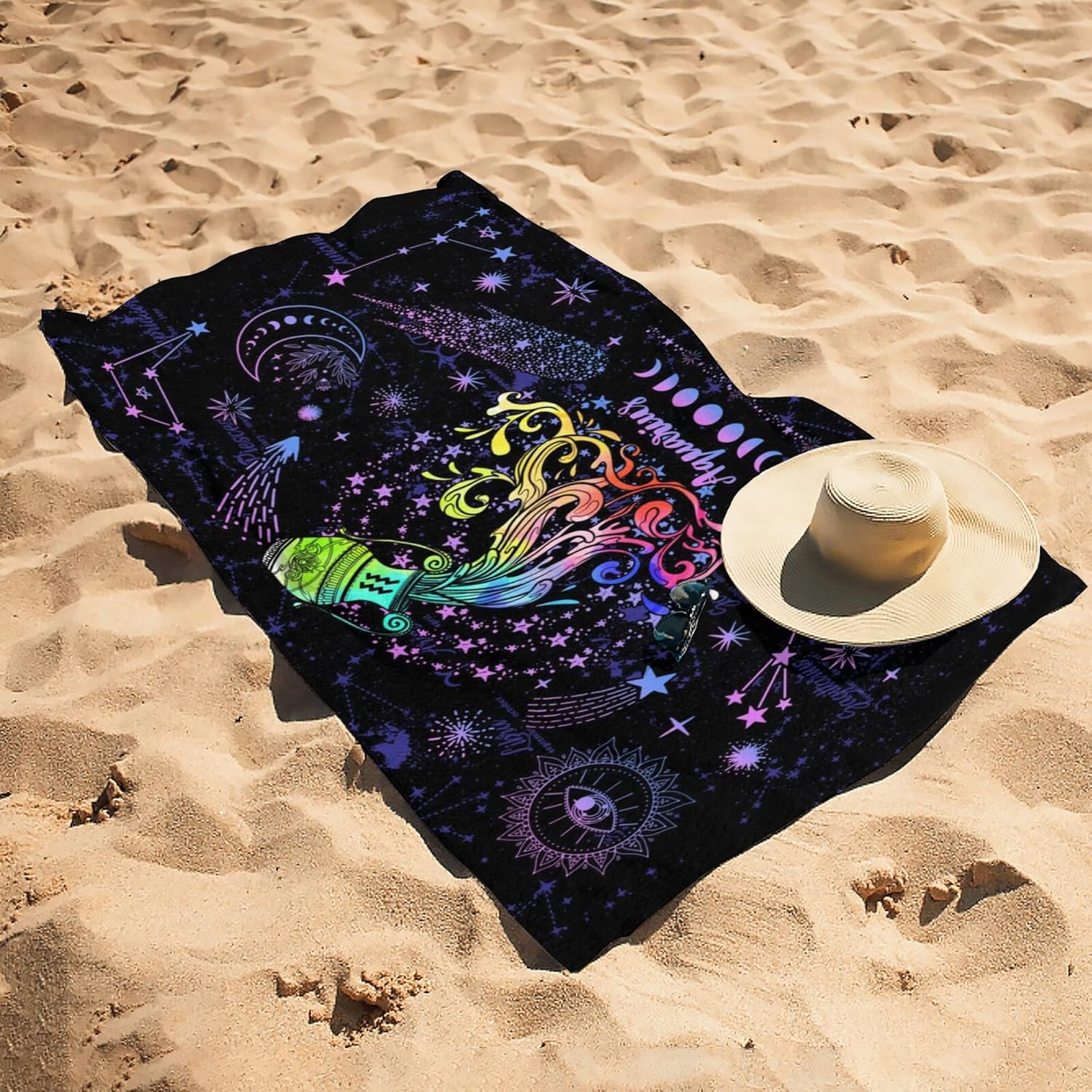 Aquarius – Toalla de baño con signo del zodíaco, toalla de baño para piscina, natación, campamento al aire libre y deportes, toallas de