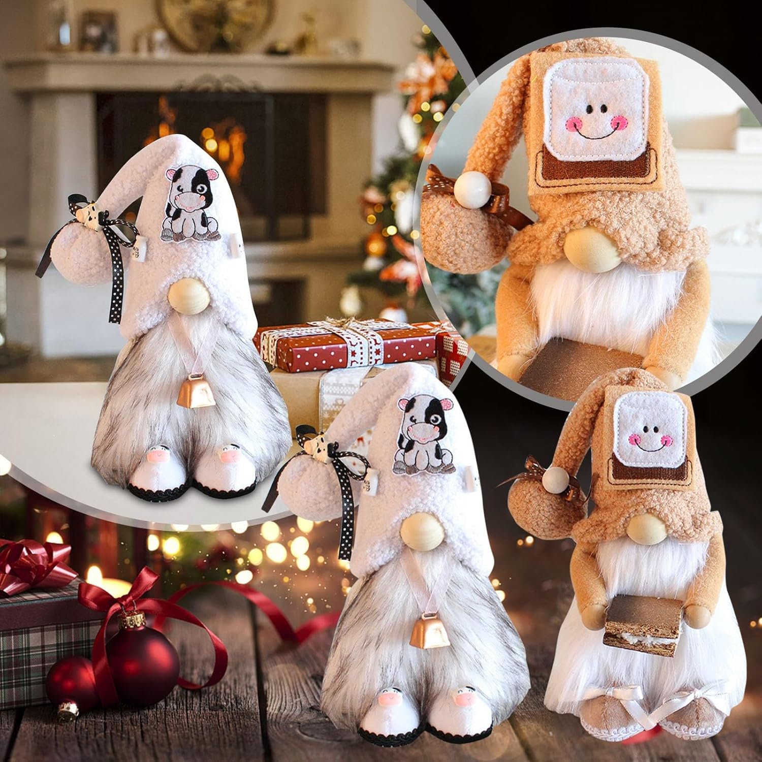 FRAKYEN Muñeca de tela de Papá Noel de Navidad, gnomo, sin rostro, regalo de muñeca de felpa sin rostro, muñeca de pie, muñeca decorativa para el