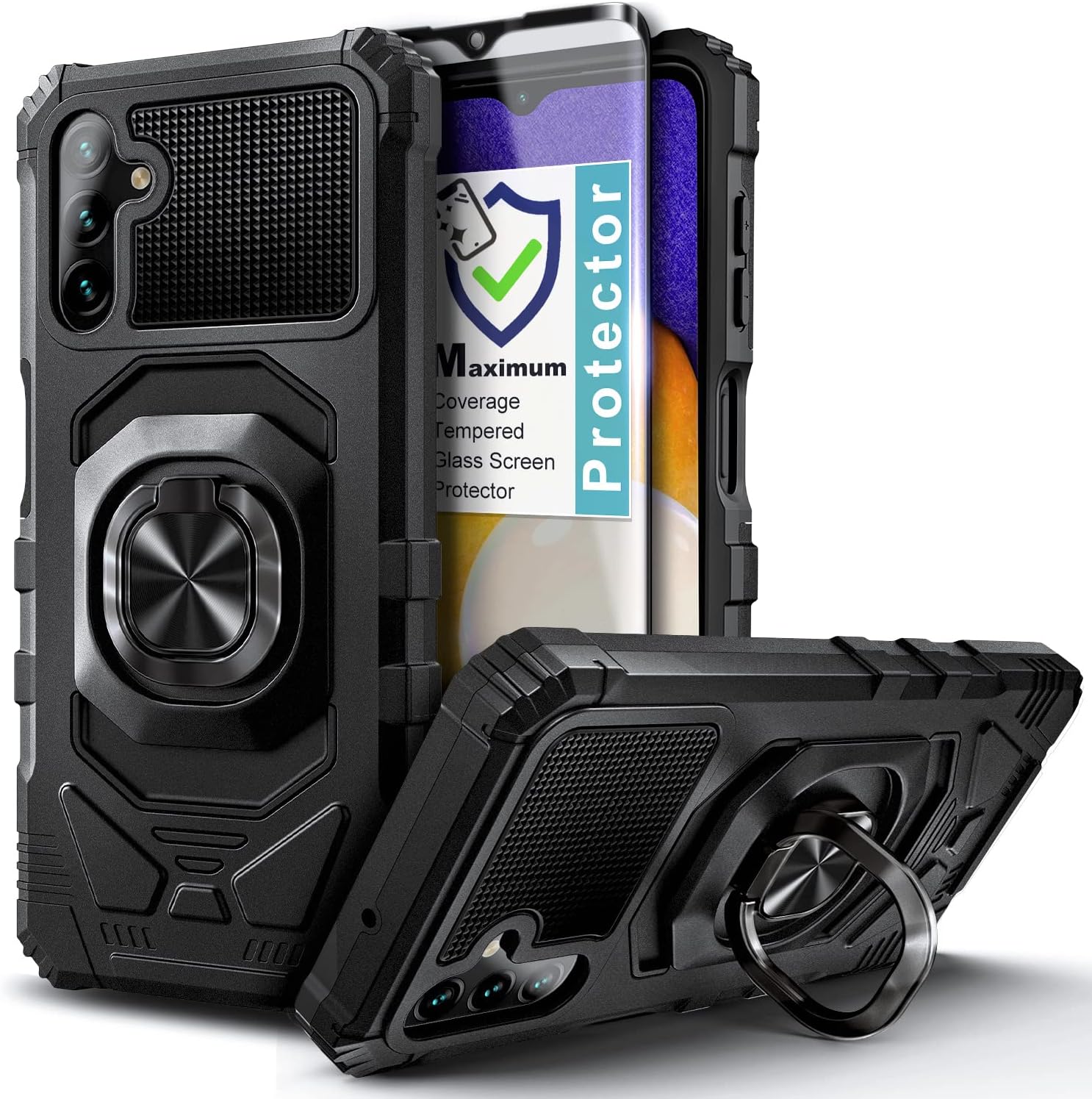 NZND Funda para Samsung Galaxy A13 5G con protector de pantalla de vidrio templado (cobertura máxima), protección de cuerpo completo grado militar,