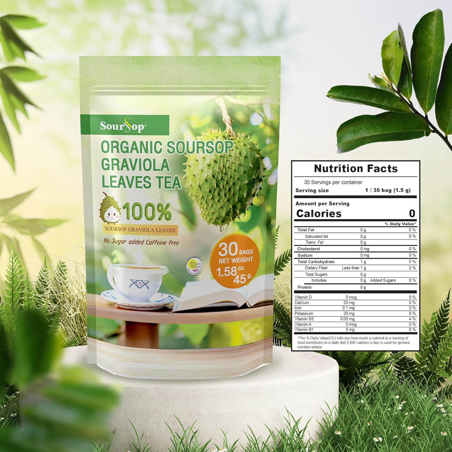Té orgánico de hojas de graviola SourSop 30 bolsas
