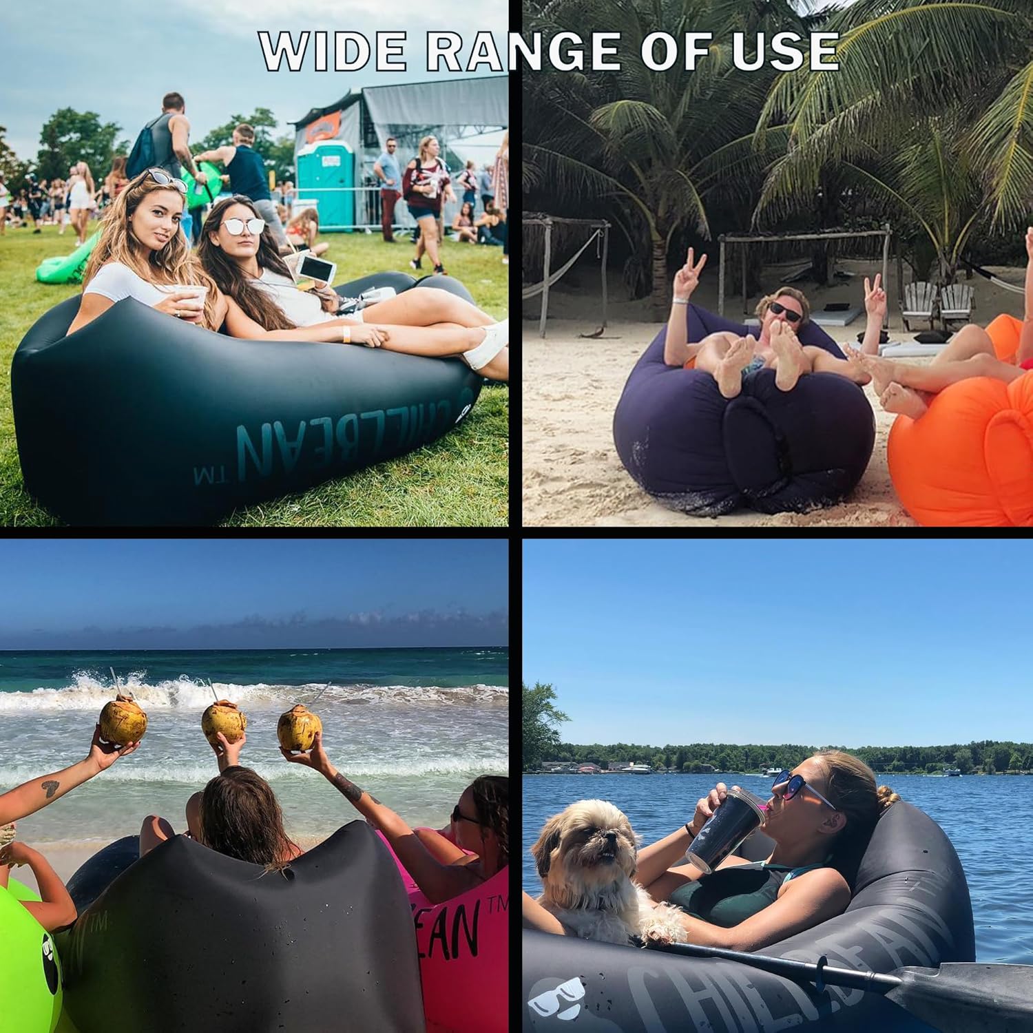 Tumbona inflable, tumbona inflable con almohada, sofá inflable de playa, sofá de nailon de una sola capa antifugas para acampar al aire libre,