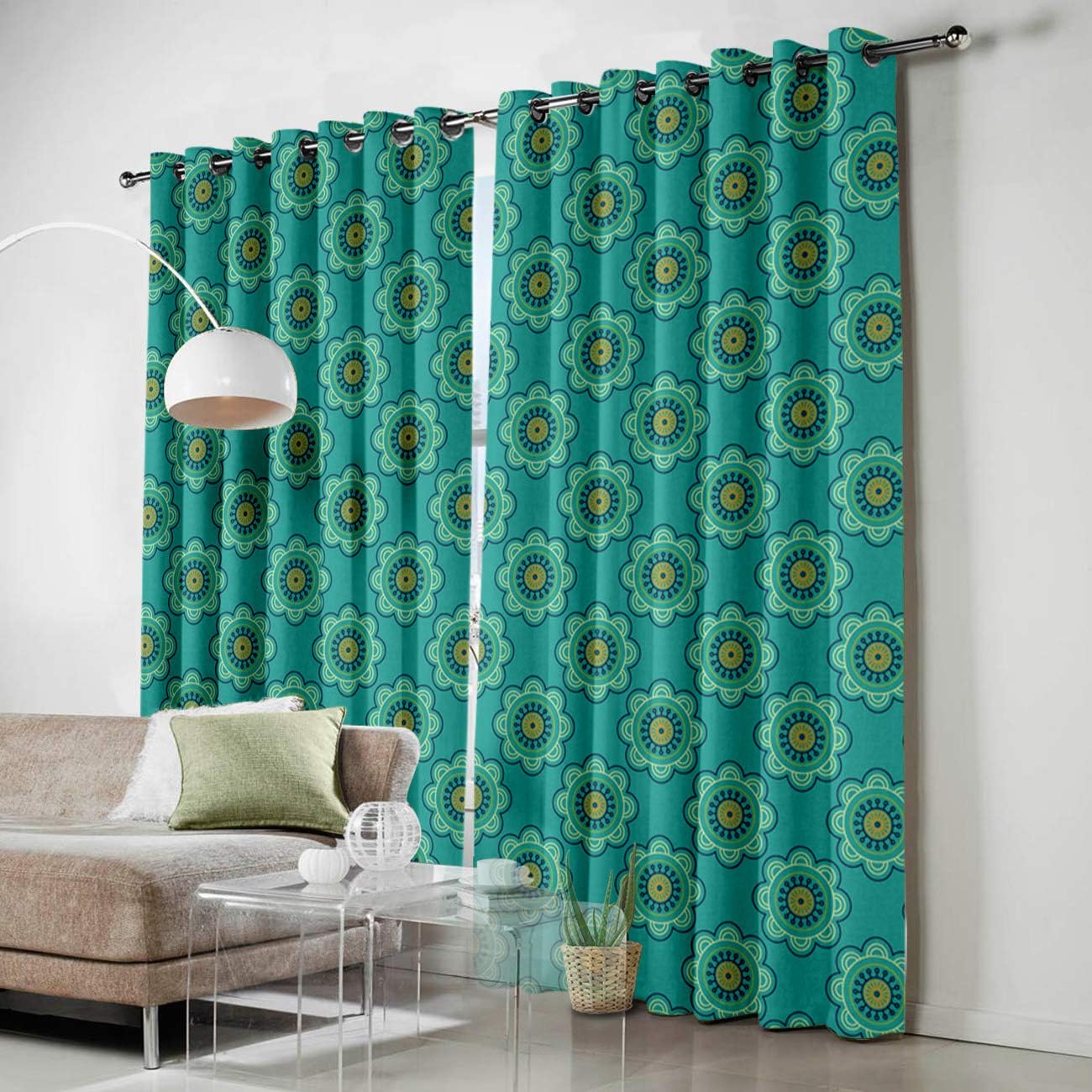 Cortinas opacas térmicas con diseño floral y ojales de metal, cortina elegante para habitación o sala de estar, 52 x 72 pulgadas, 2 paneles
