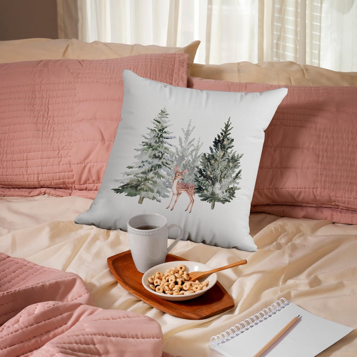 uinwk Fundas de almohada de árbol de Navidad de 18 x 18 pulgadas, funda de almohada de Feliz Navidad, fundas de almohada para árbol de Navidad,