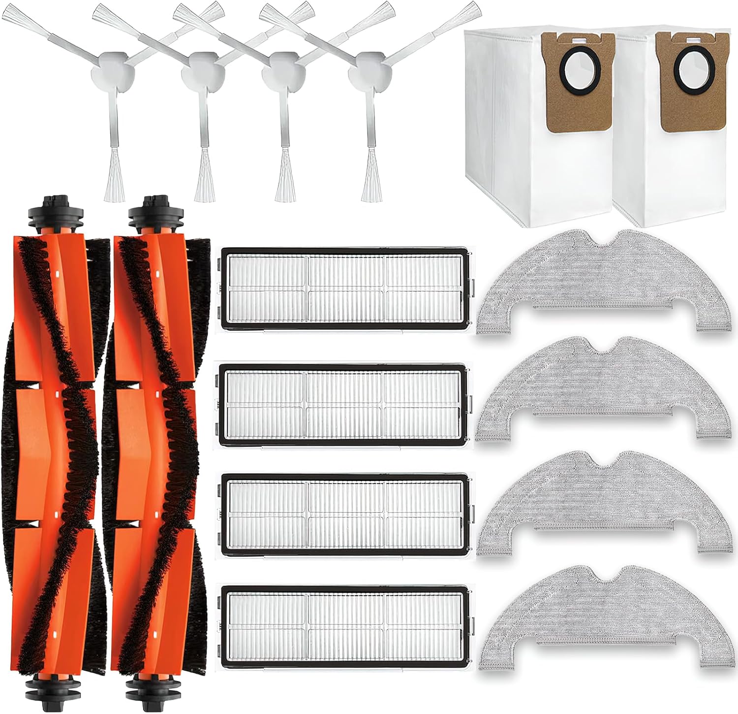 Kit de piezas de repuesto para robot aspirador Dreametech D10 Plus RLS3D, accesorios 2 cepillos de rodillo principal, 4 cepillos laterales, 4