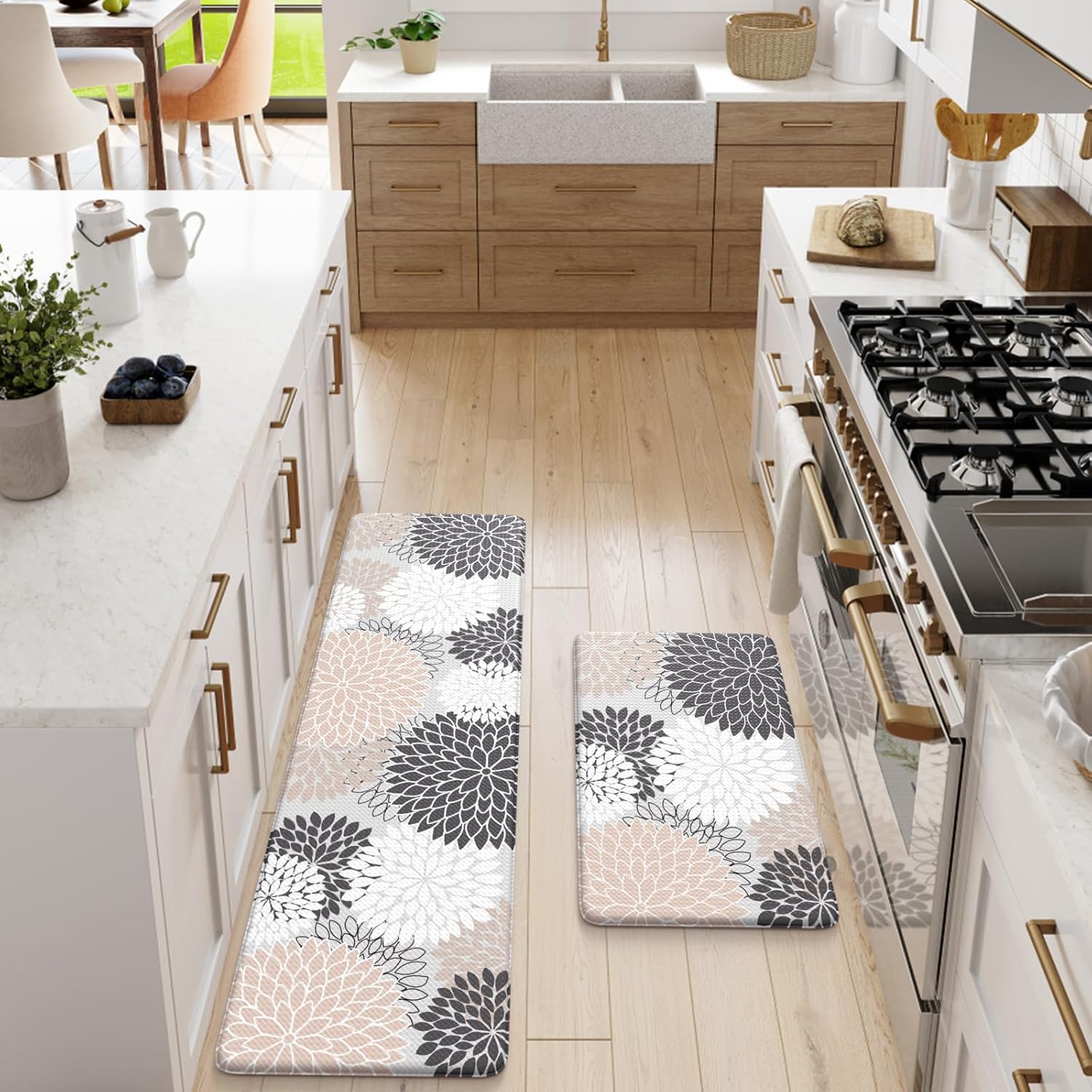 Alfombras y tapetes de cocina acolchados antifatiga, 2 unidades, antideslizantes, impermeables, bohemias, tapete ergonómico de espuma cómoda para
