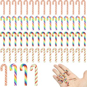 60 bastones de caramelo de Navidad, mini bastones de caramelo falsos, sin agujeros, cuentas de bastón de caramelo para manualidades de Navidad, 60 bastones de caramelo de Navidad, mini bastones de caramelo falsos, sin agujeros, cuentas de bastón de caramelo para manualidades de Navidad,