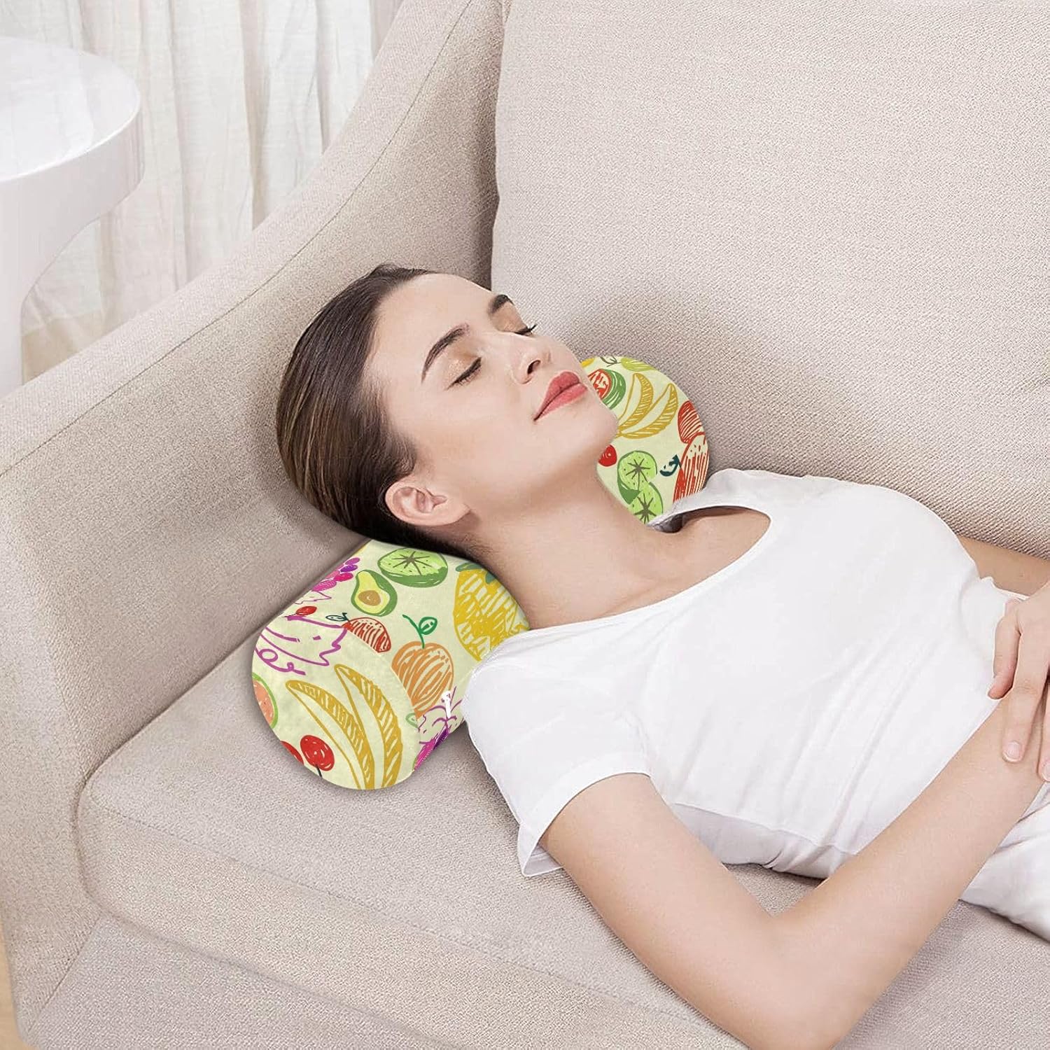 KLL Almohada de almohada sin costuras para el cuello, almohadas redondas, almohadas cilíndricas, funda decorativa, almohada de apoyo lumbar