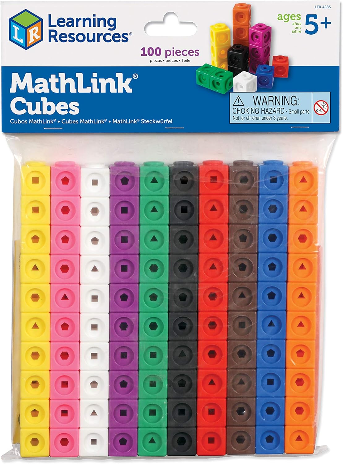 Learning Resources Brights Base Ten – Juego de aula para 20 a 25 estudiantes, 823 piezas, a partir de 6 años y cubos MathLink, juego de 100 cubos, a