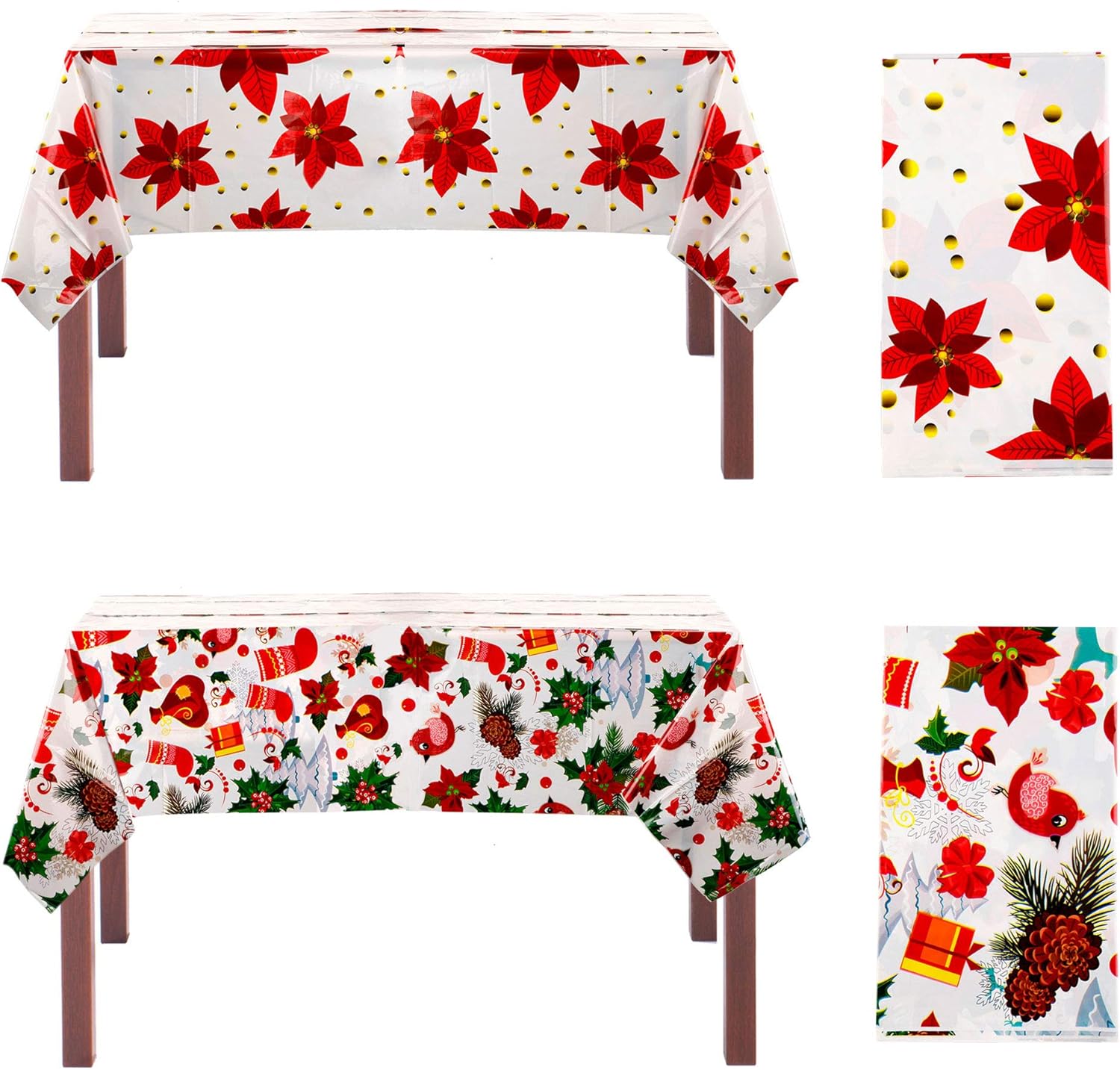 Juego de 2 manteles desechables de plástico estilo otoño, 70.8 x 43.3 pulgadas, rectangular, decoración navideña para Acción de Gracias, Navidad,