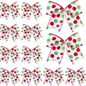 12 lazos de Navidad para decoración de 6.3 pulgadas, lazos grandes de corona de Navidad, lazos de árbol de Navidad rojo y verde, lazos de punto con 12 lazos de Navidad para decoración de 6.3 pulgadas, lazos grandes de corona de Navidad, lazos de árbol de Navidad rojo y verde, lazos de punto con
