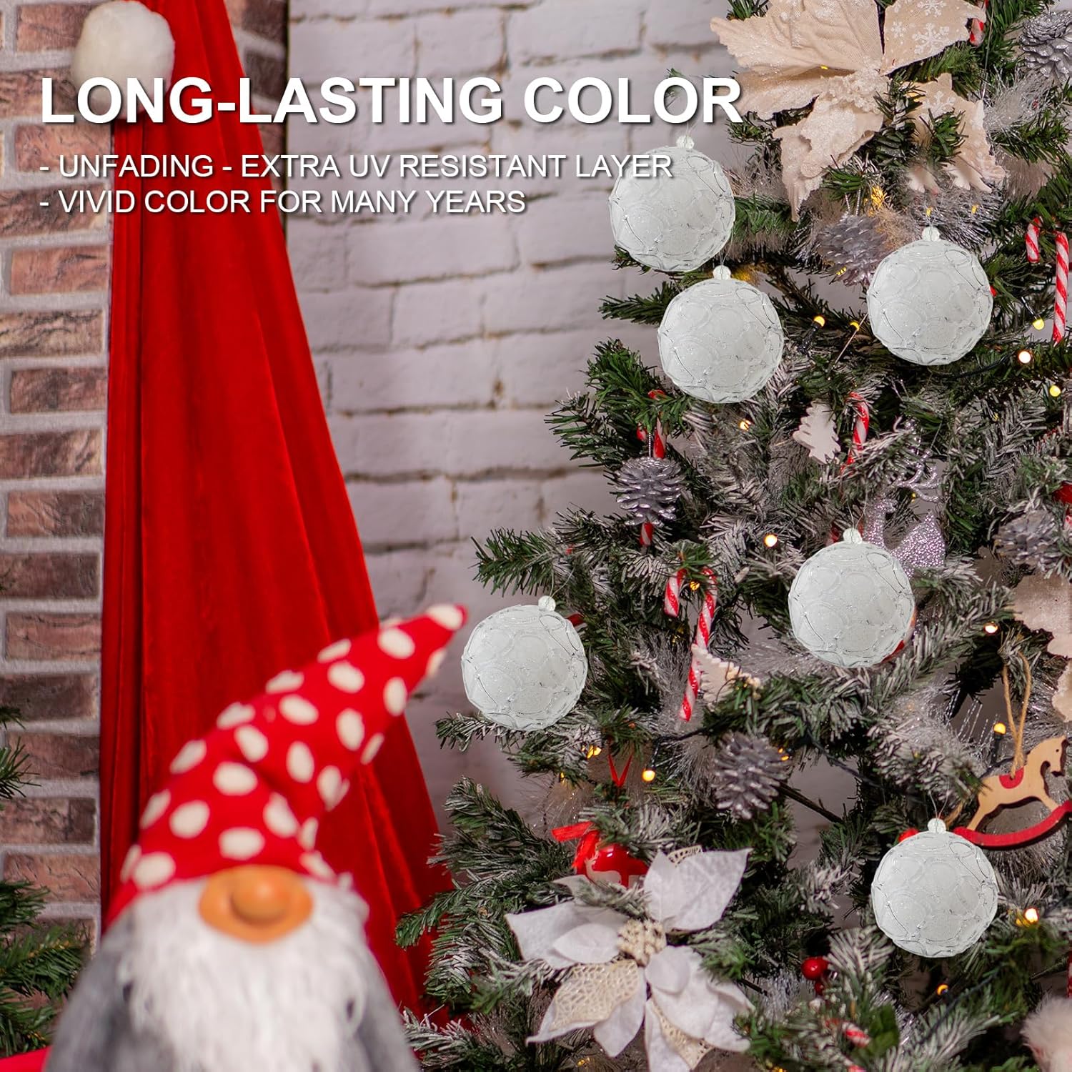 ZHANYIGY Adornos de bola de Navidad de 4.25 pulgadas, juego de 4 piezas de decoración de Navidad blancas, bolas de árbol para árboles de Navidad,
