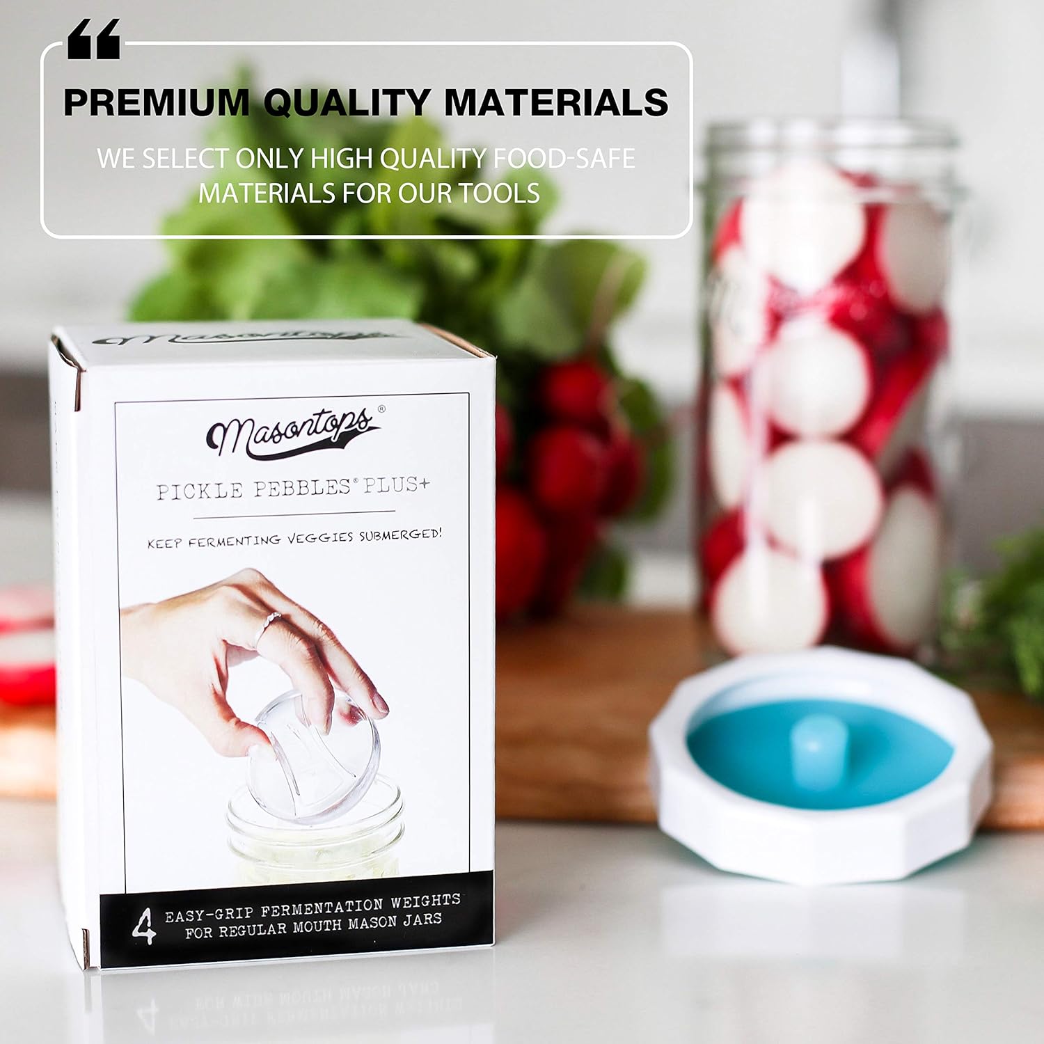 Masontops Kits de 8 piezas de pepinillos de vidrio para pesos y tubos de pepinillo – Tapa pequeña de boca regular para decapado y enlatado