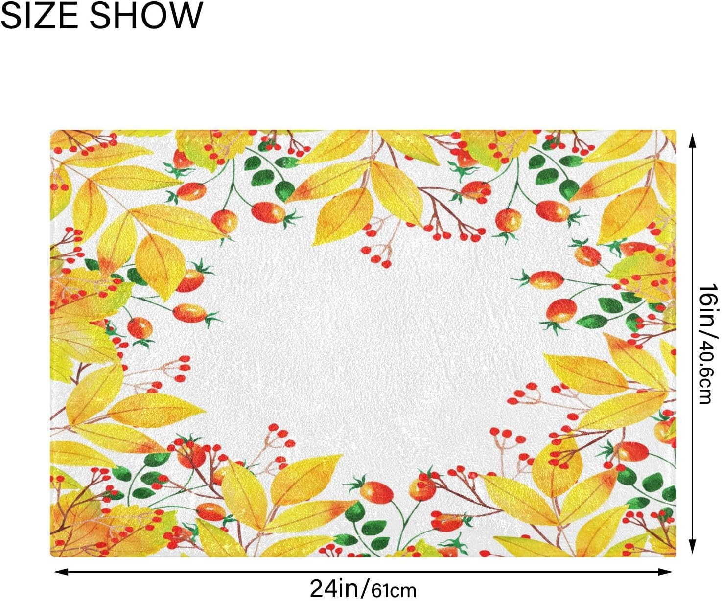 Bathroom Rugs Sets 2 Piece 24×16+24×20 Inch,Soft U-Shaped Contour Toilet Rug Autumn Leaves Berry Non-Slip Absorbent Bath Floor Mat Carpet Set Water
