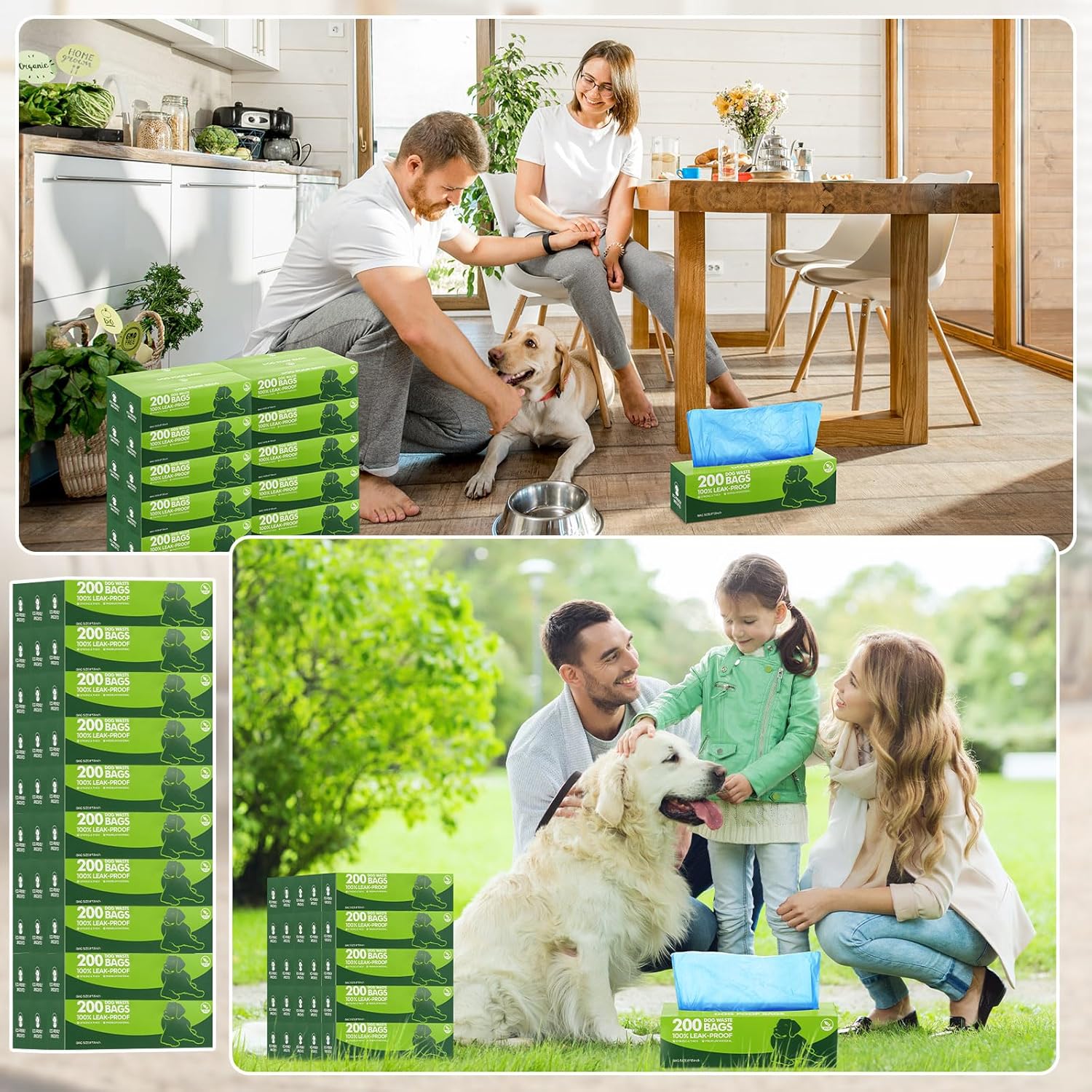 Sherr 20 rollos en caja, 4000 unidades, bolsas para excrementos de perro, a prueba de fugas, bolsas universales para desechos de mascotas, bolsas