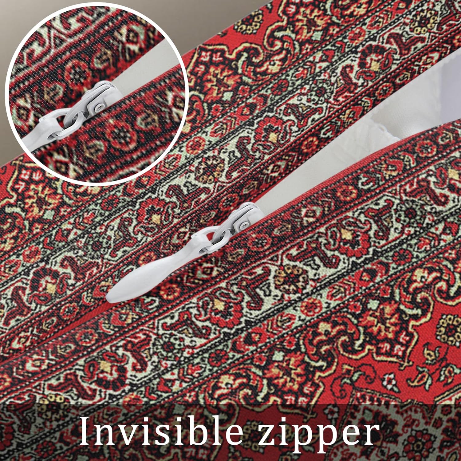 Fundas de almohada decorativas bohemias rojas persas, fundas de cojín suaves y acogedoras para sofá, automóvil, dormitorio, rectangular, 16 x 24