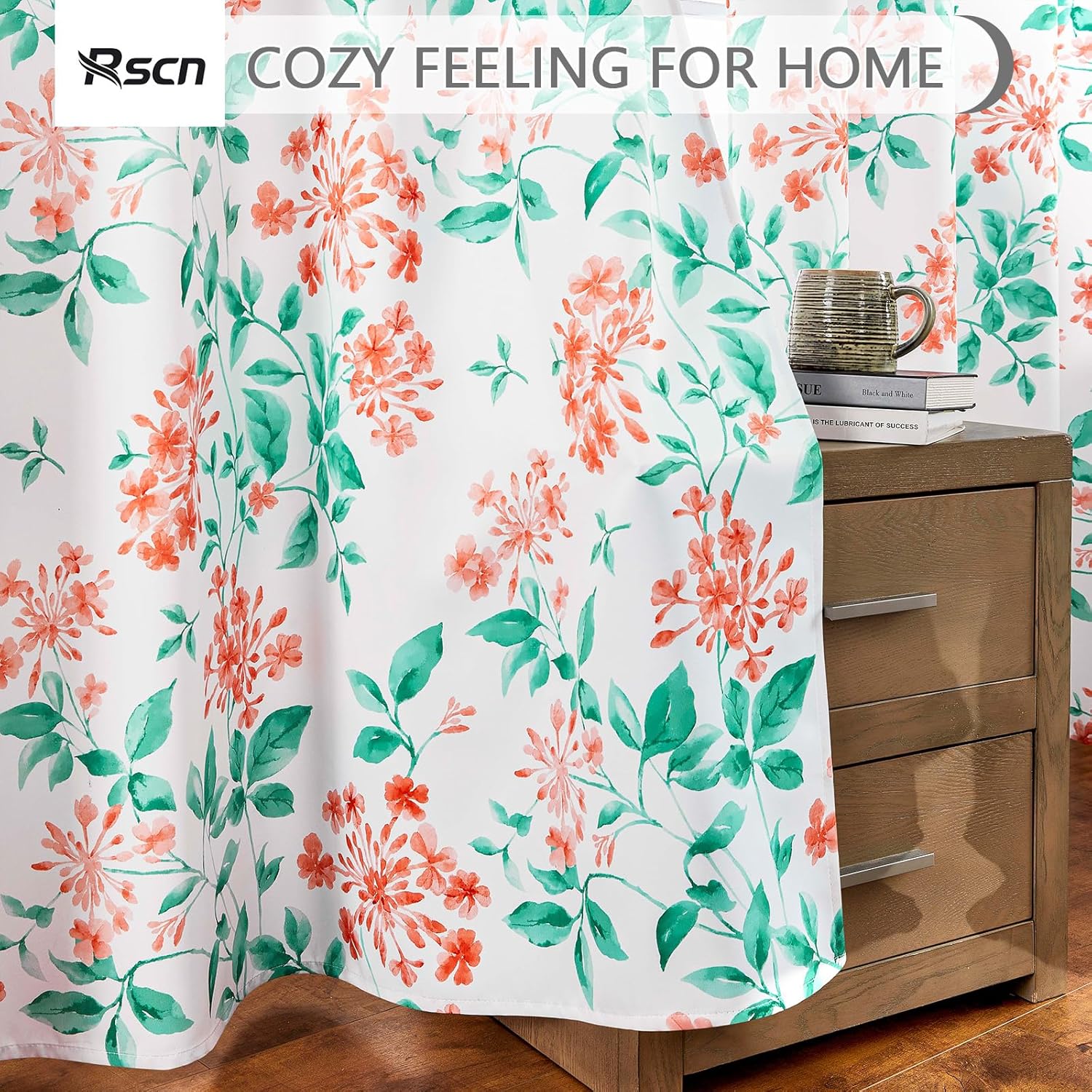Cortinas florales de hortensias de 84 pulgadas de largo, con ojales impresos, para sala de estar, dormitorio, oscurecimiento de habitación, ahorro