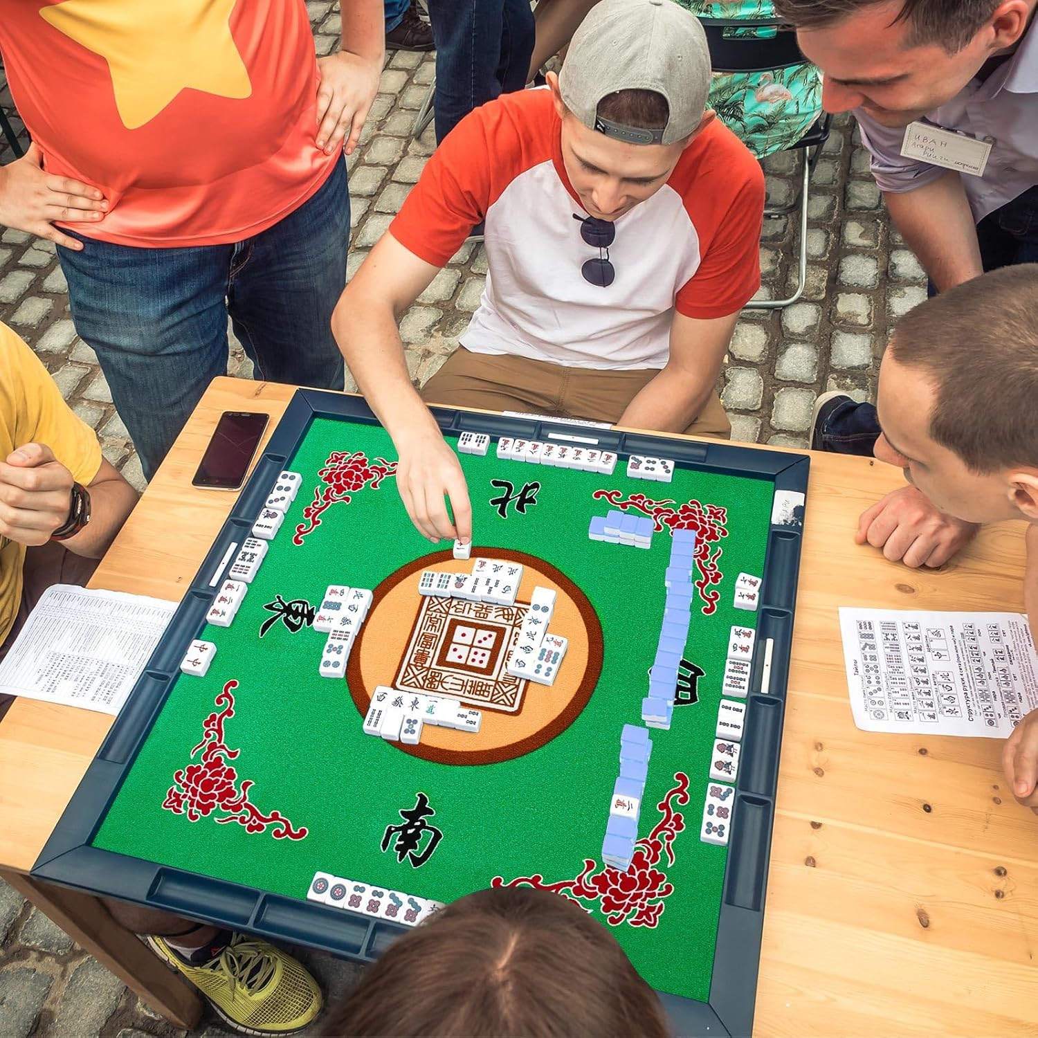 Buryeah Juego de 2 alfombrillas Mahjong con bolsa, antideslizantes, reducción de ruido, cubierta de mesa para juegos de cartas de póquer, juegos de
