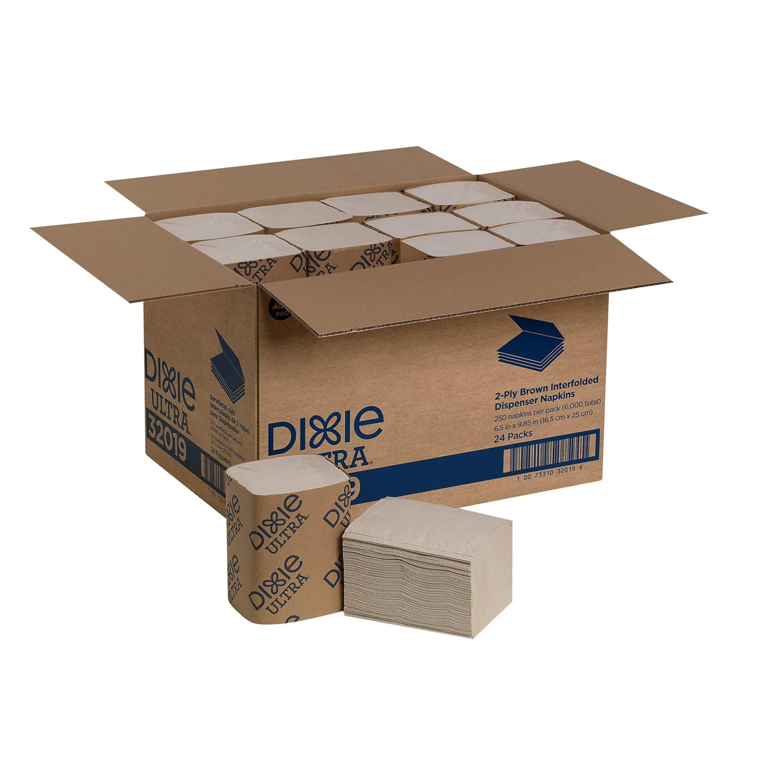 Servilletas de 2 capas Dixie Ultra Interfold de recambio para dispensador de servilletas, Marrón, 6000