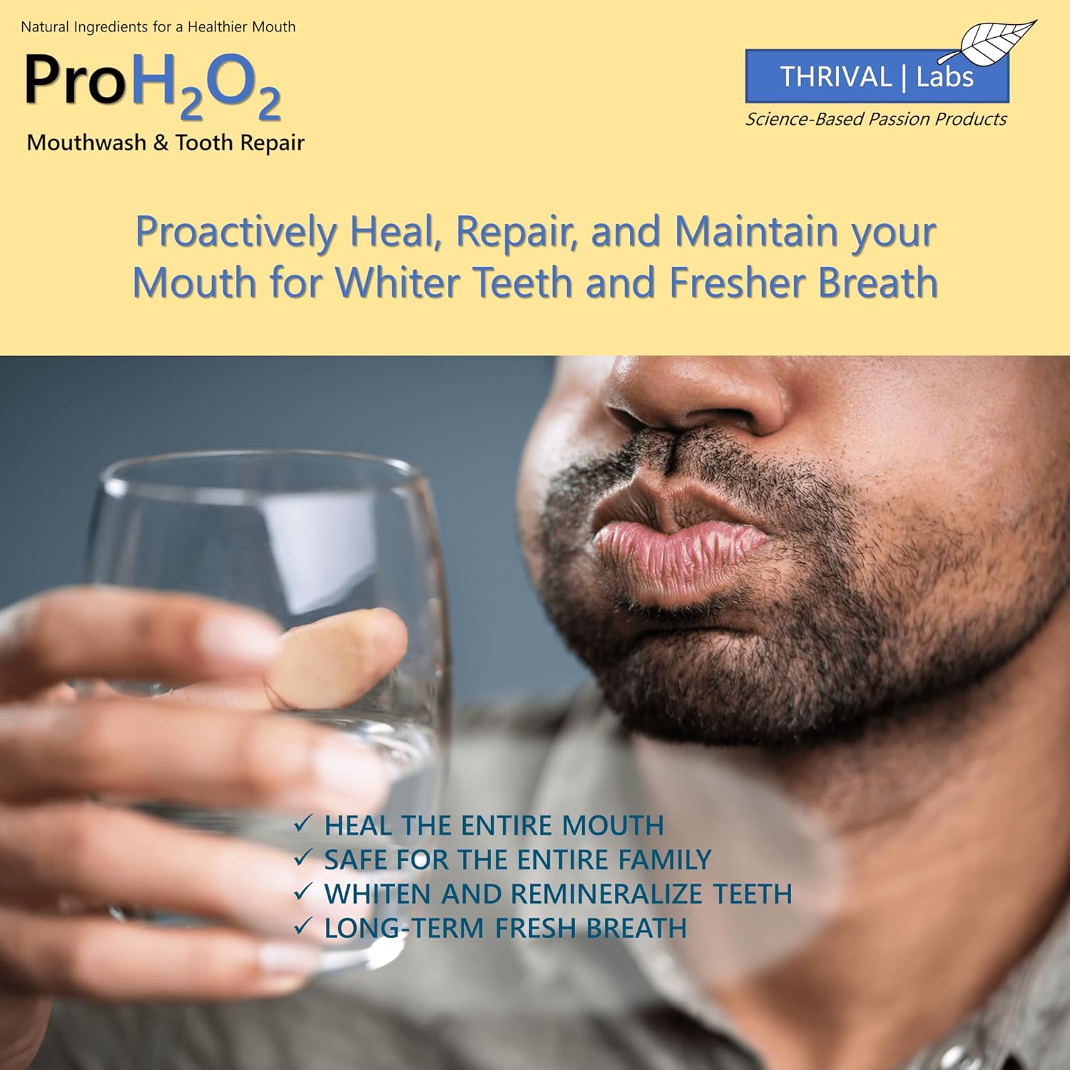 ProH2O2 – Enjuague bucal natural, batido de sal y reparación de dientes por Thrival Labs, dispensación superior de prensa, 16 onzas líquidas