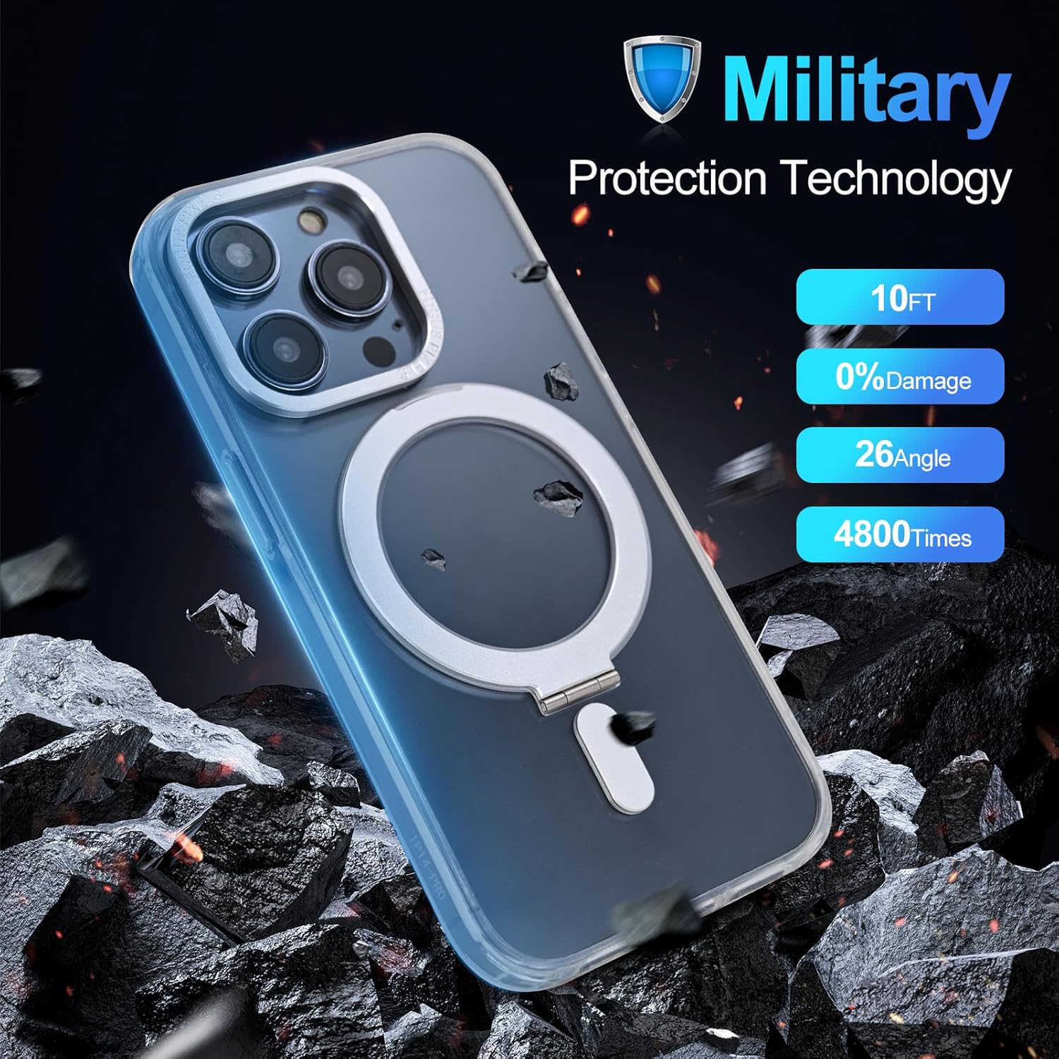 Funda rígida magnética transparente para iPhone 14 Pro, compatible con las últimas fundas de teléfono con Magsafe, con soporte, protección de grado