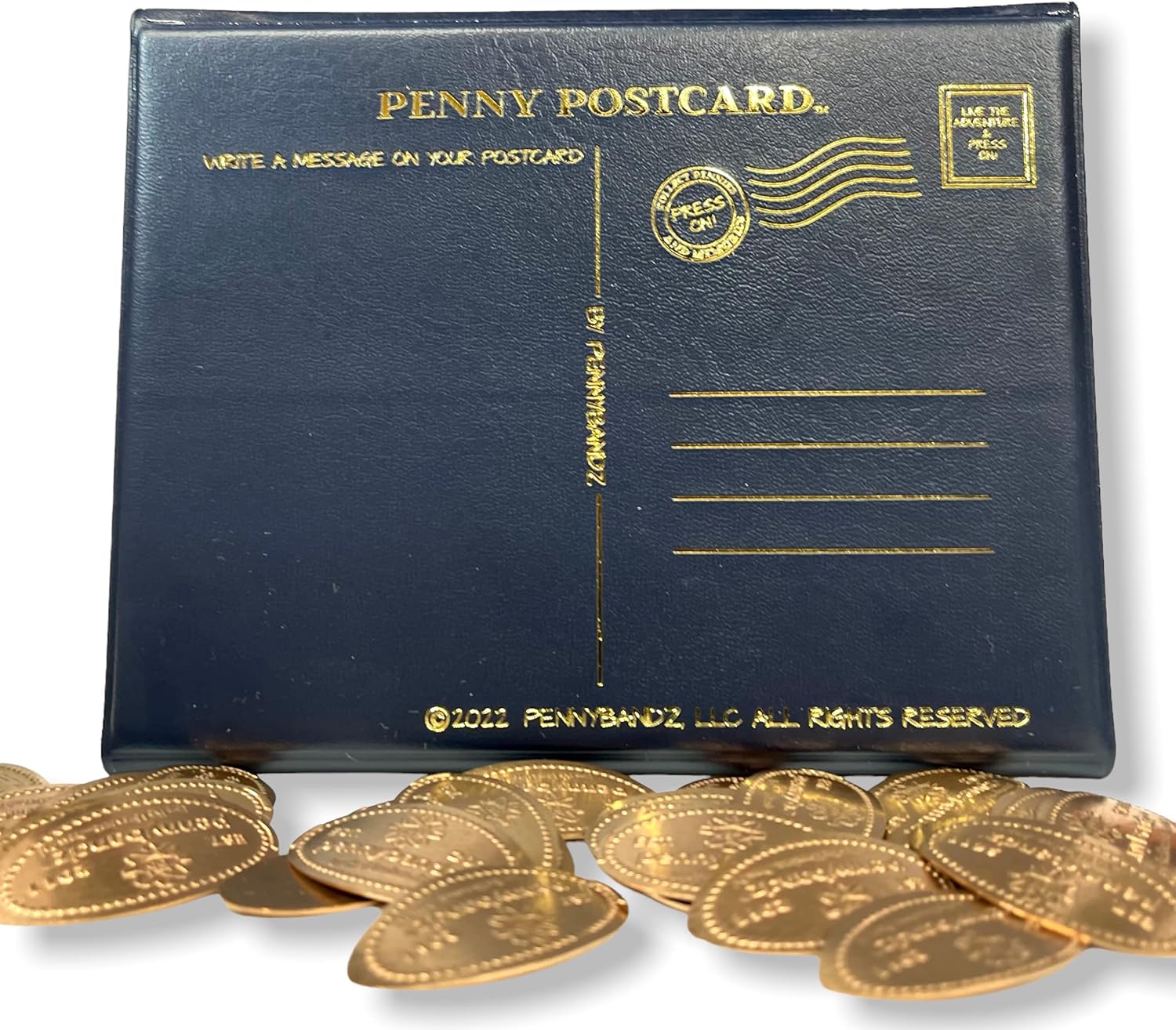 Penny Postcard – Libro de coleccionista prensado de tres pliegues con capacidad para 60 centavos prensados y tu postal favorita para tu portada (las
