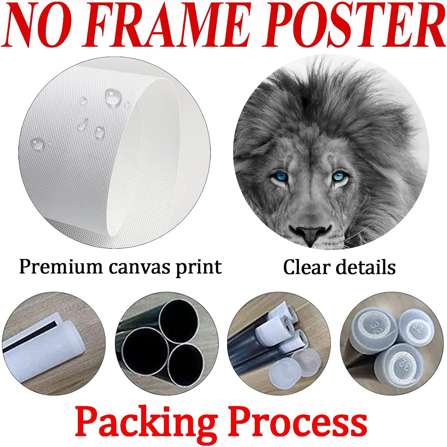 Lienzo decorativo para pared, diseño de león blanco y negro, impresiones de imágenes de animales salvajes, pintura abstracta de león en blanco y