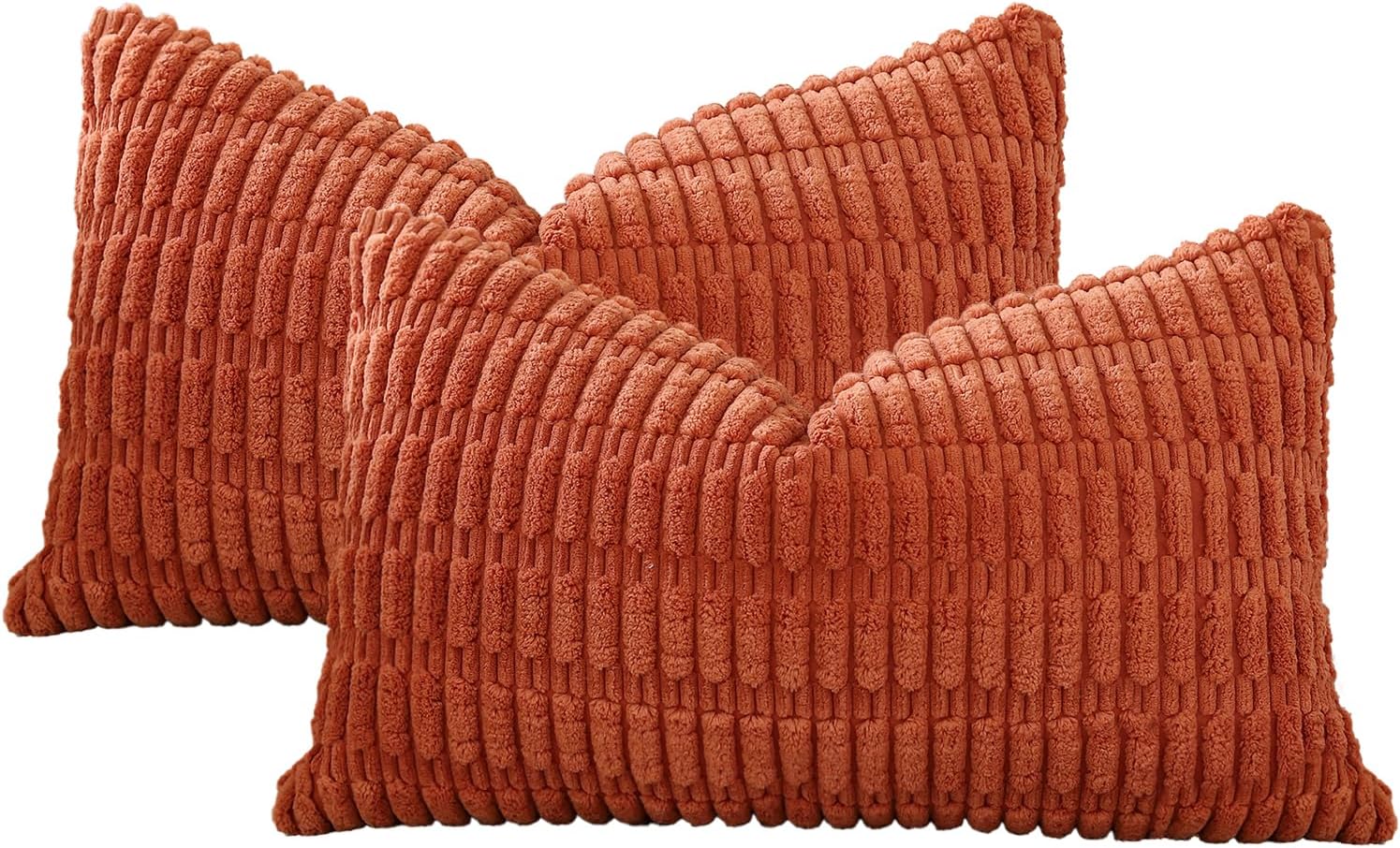 OTOSTAR Juego de 2 fundas de almohada decorativas de pana a rayas suaves de 12 x 20 pulgadas, fundas de almohada lumbares, fundas de almohada para